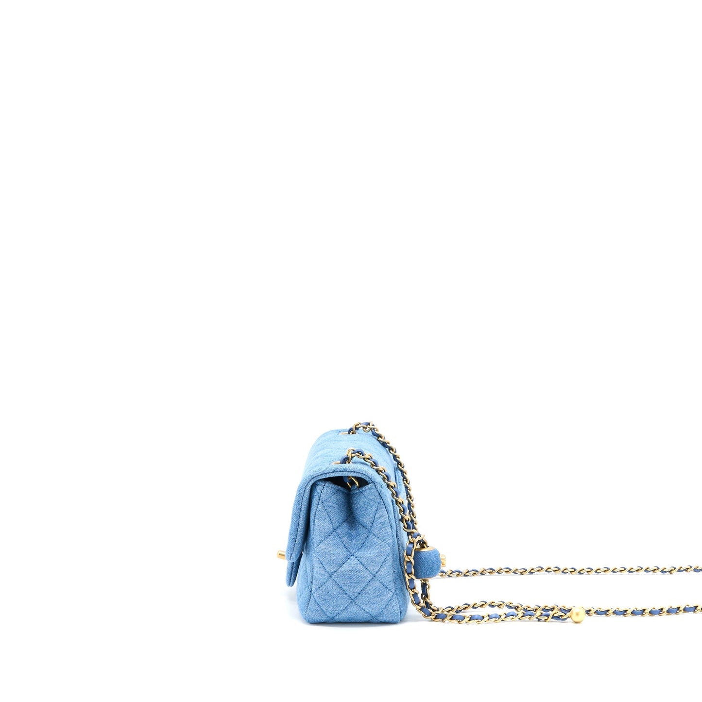 Chanel Pearl Crush Mini Square Flap Bag Denim Brushed  (Microchip)