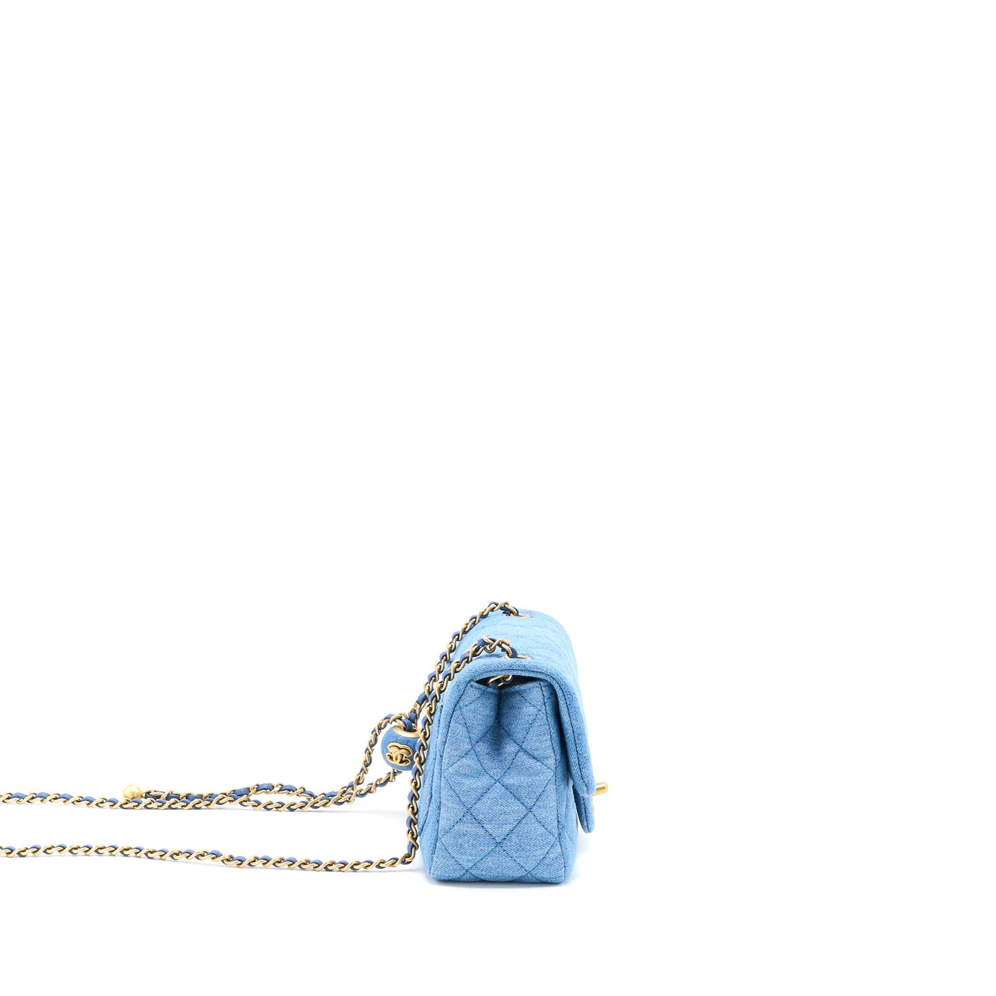 Chanel Pearl Crush Mini Square Flap Bag Denim Brushed  (Microchip)