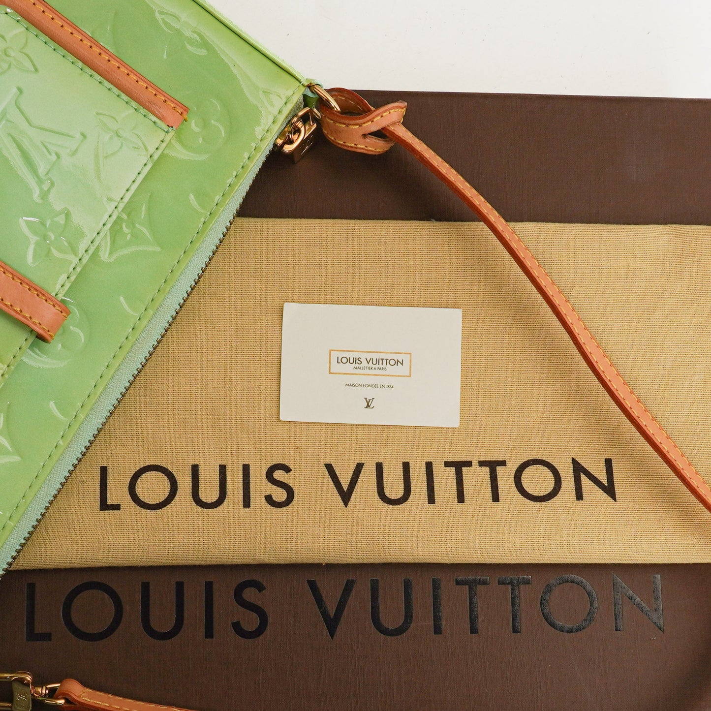 Louis Vuitton Mallory Square Monogram Peppermint Vernis Shouder Bag