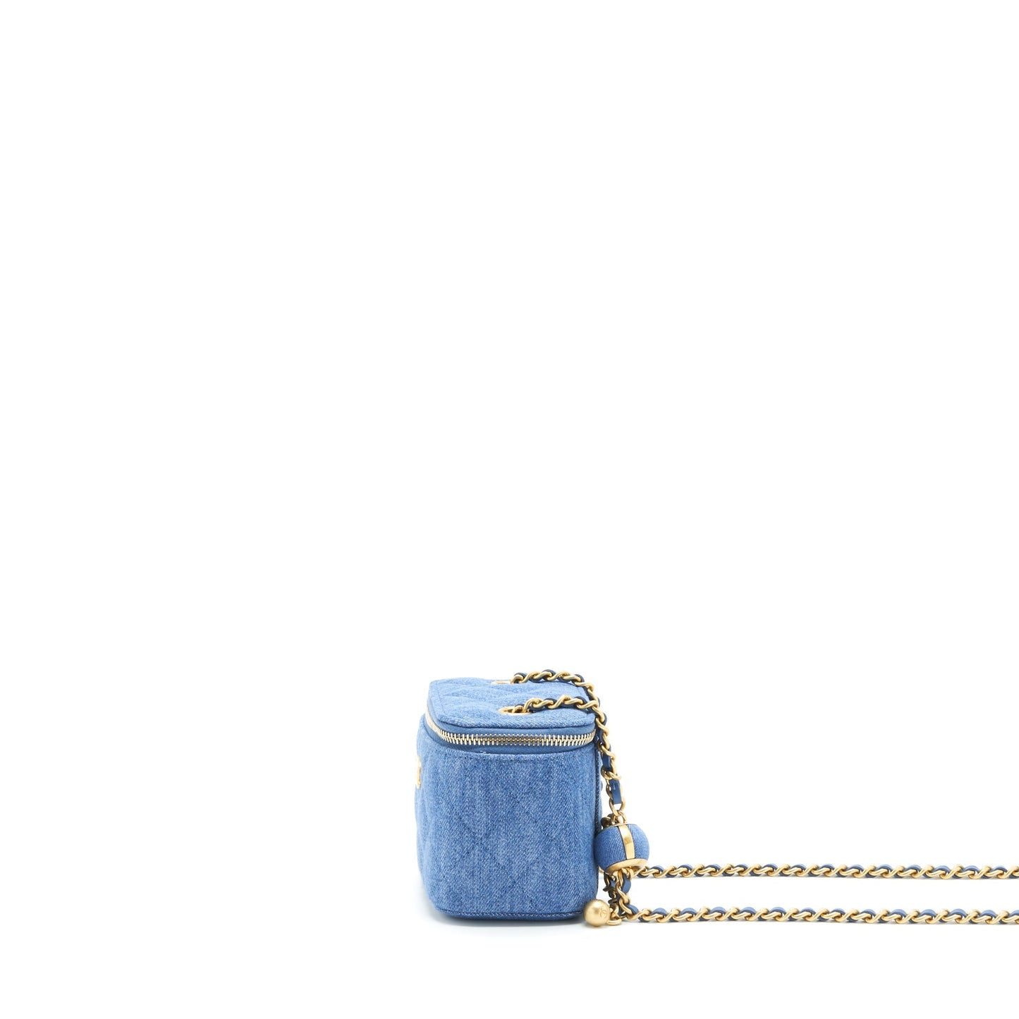 Chanel 22C Pearl Crush Mini Vanity With Chain Denim Blue