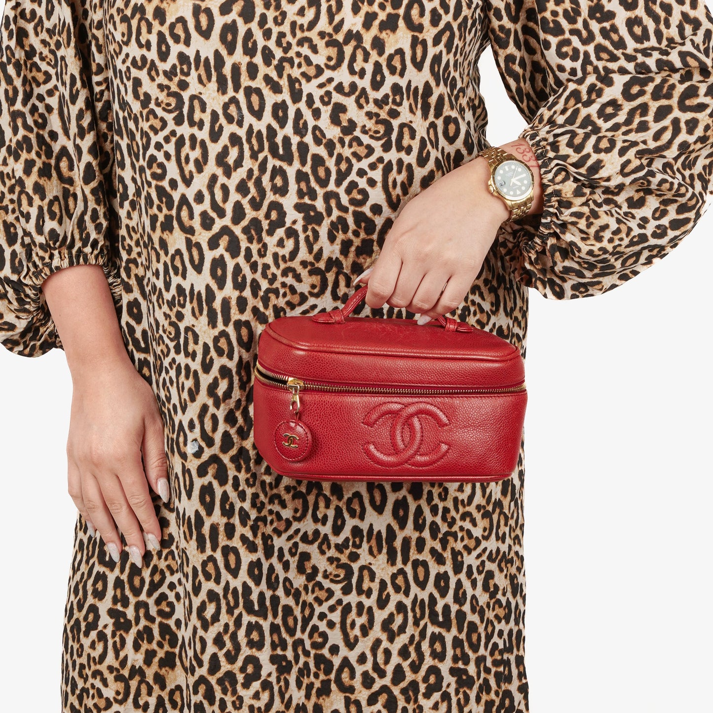 Chanel Red Leather Vanity Case