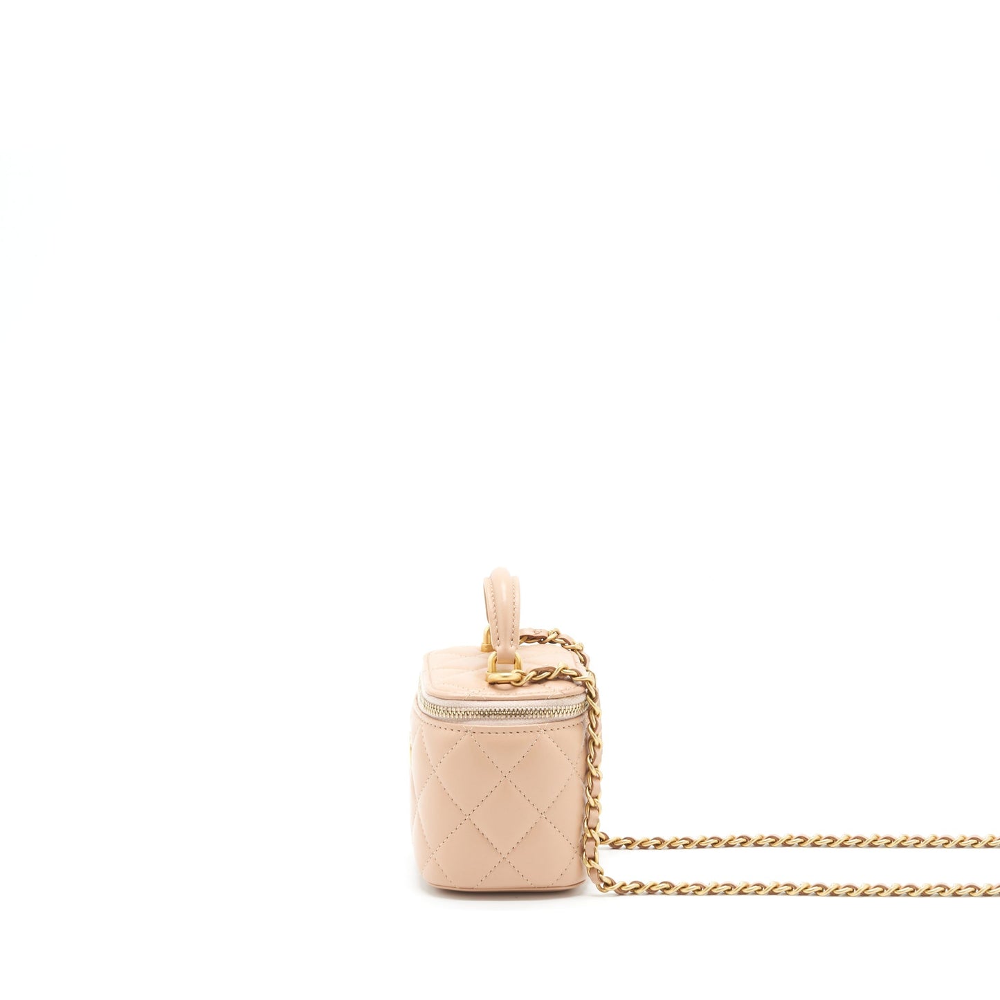 Chanel Top Handle Mini Vanity On Chain Lambskin Beige