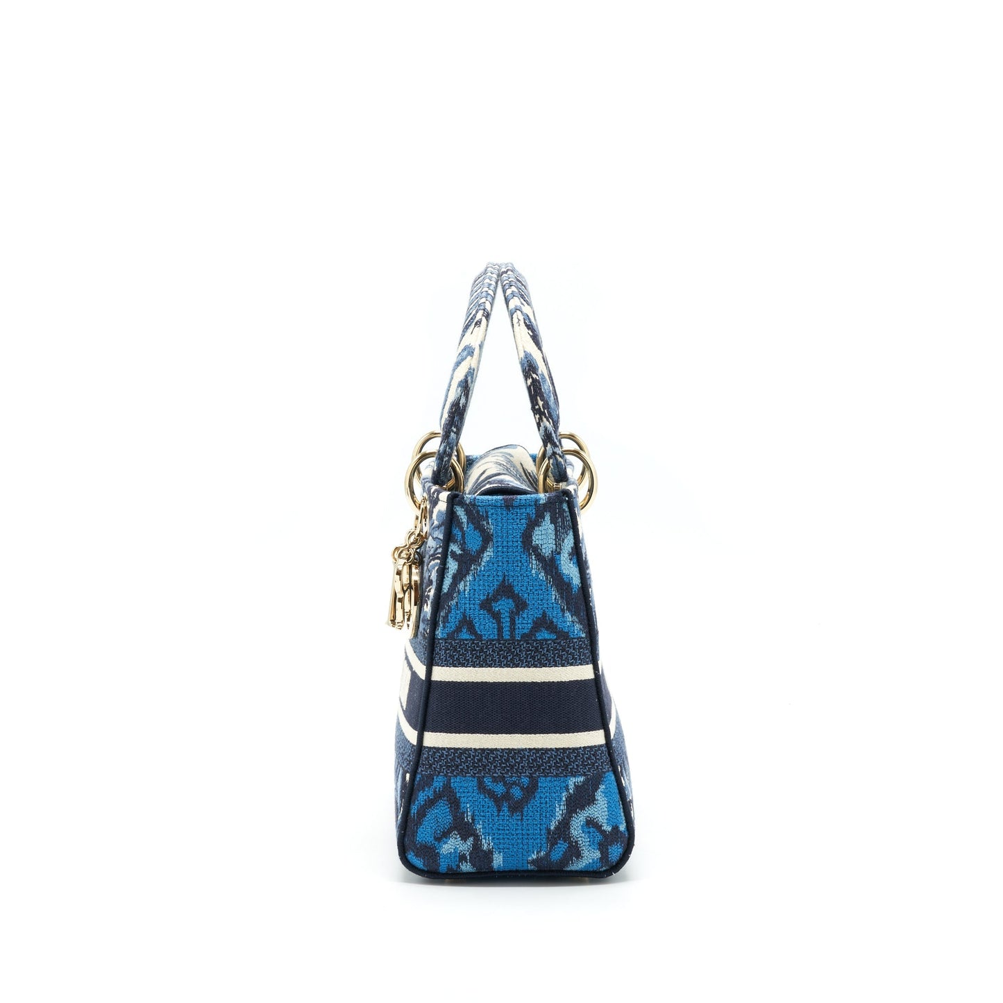 Dior Medium Lady D-Lite Purse Aqua Blue Toile De Jouy Embroidery