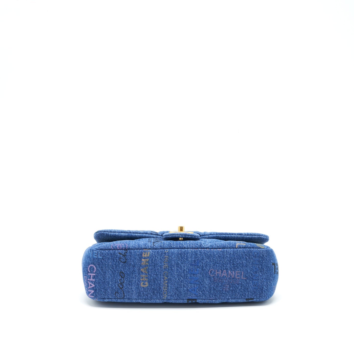 Chanel 22P Multicolor Denim Logo Flap Bag 28cm Blue