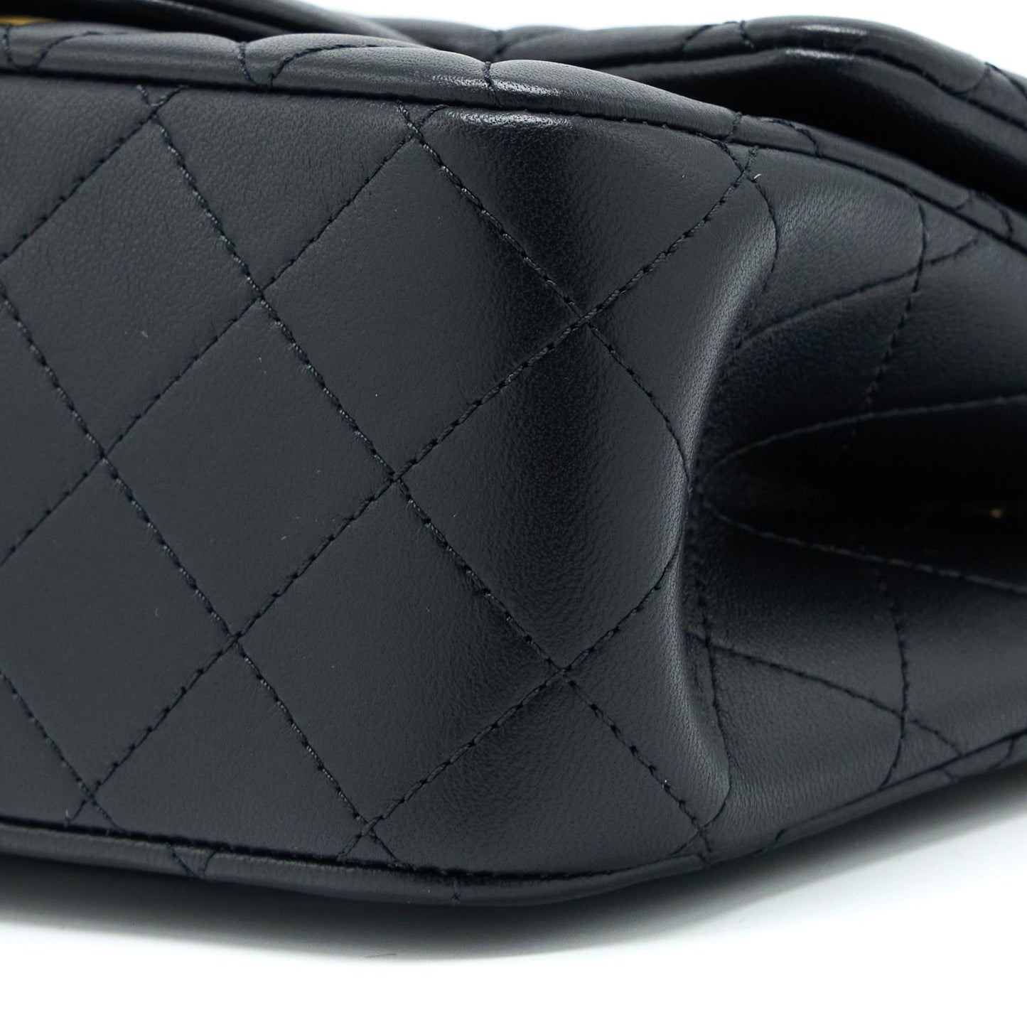 Chanel 23S Camellia Chain Mini Square Flap Bag Lambskin Black Brushed  (Microchip)