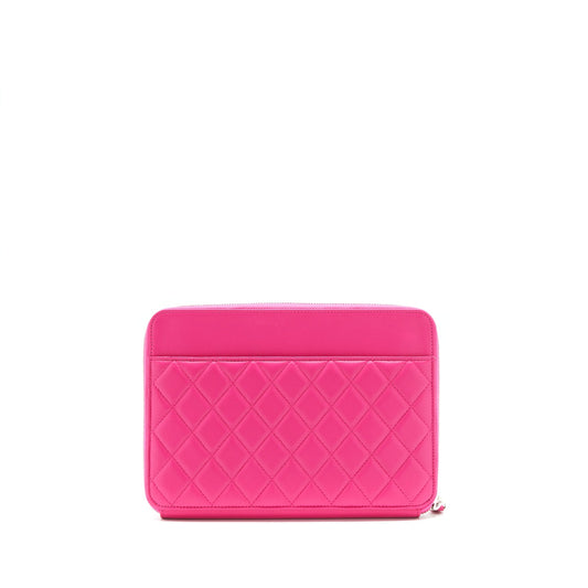 Chanel Quilted Zipper Clutch Lambskin Pink