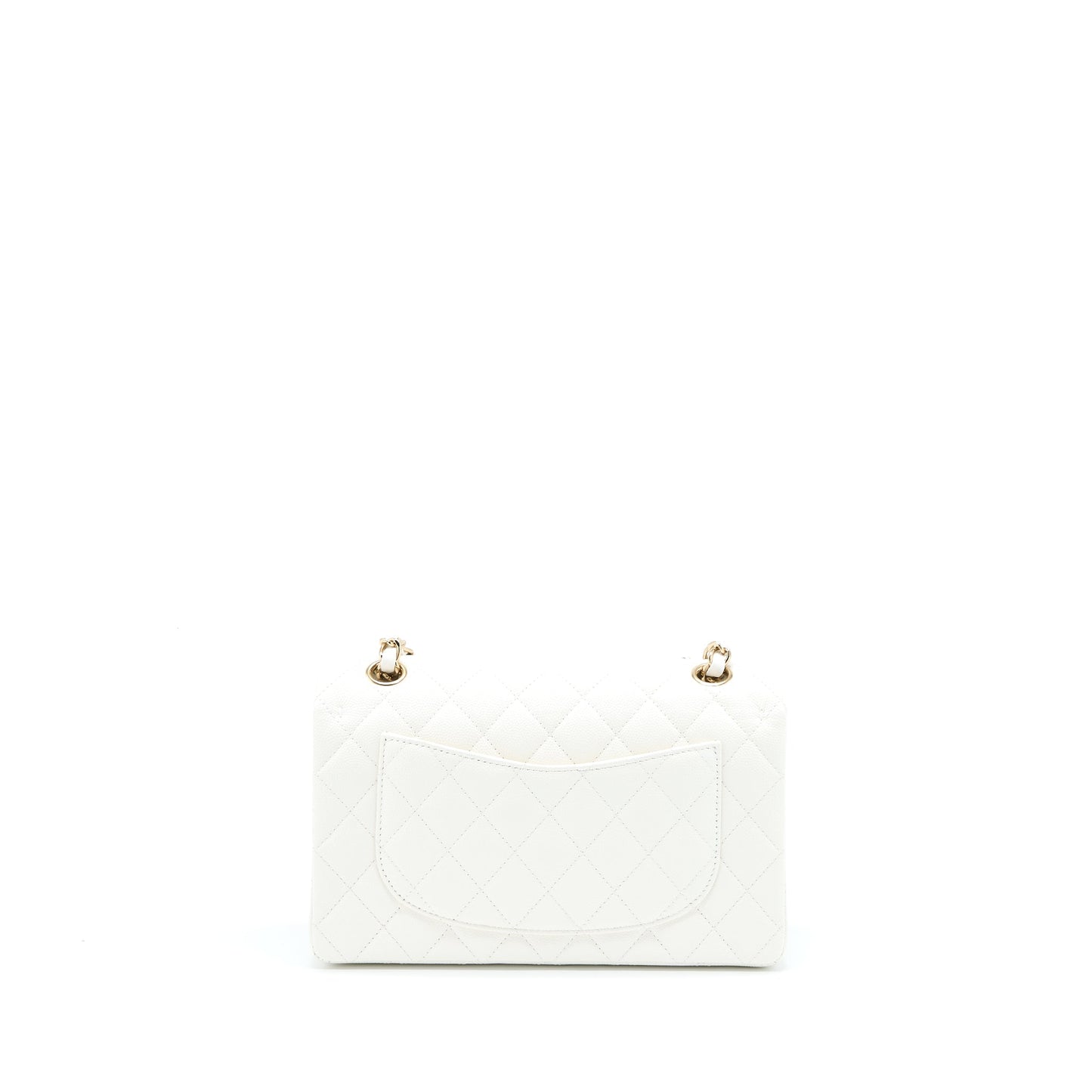 Chanel Small Classic Flap Bag Caviar White L (Microchip)