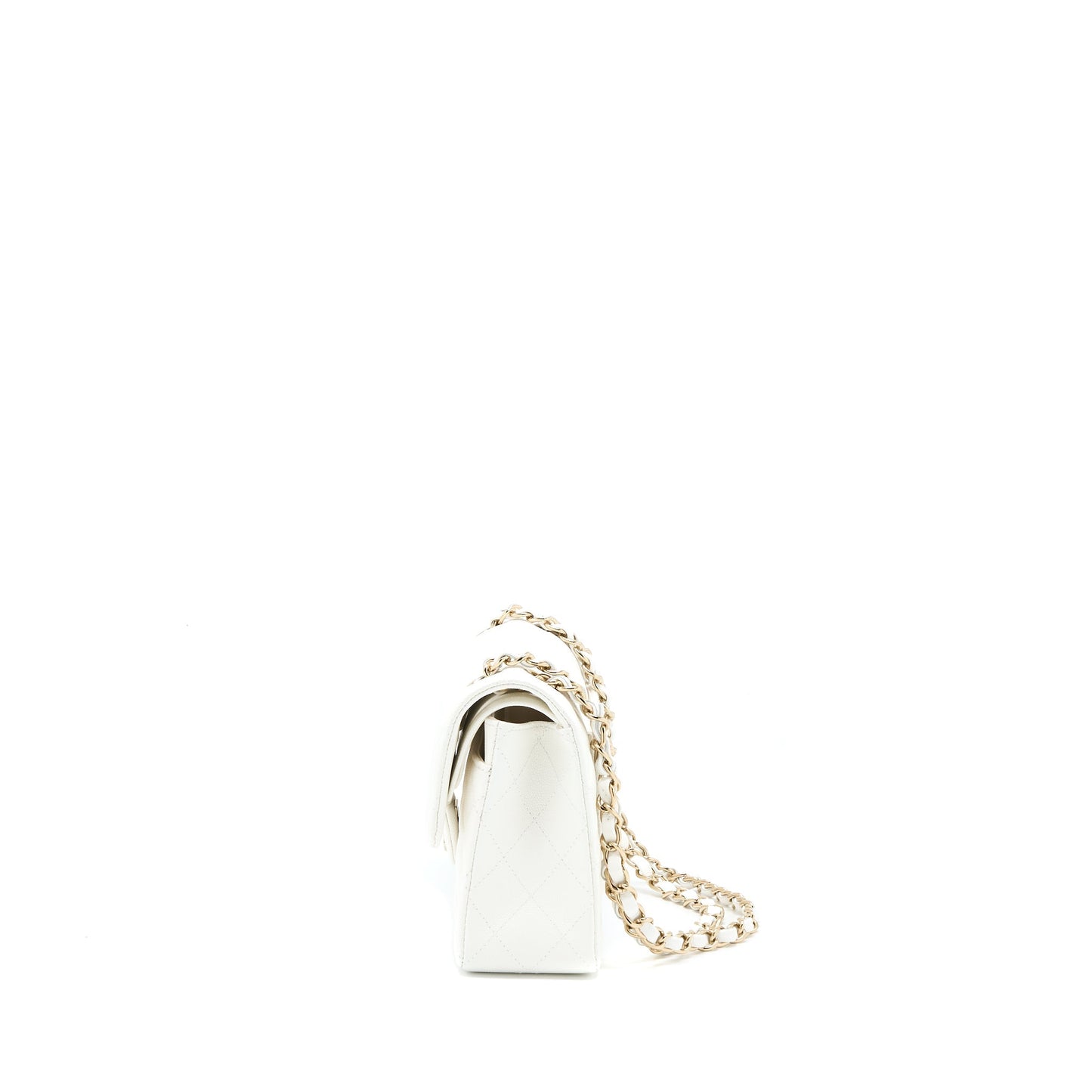 Chanel Small Classic Flap Bag Caviar White L (Microchip)