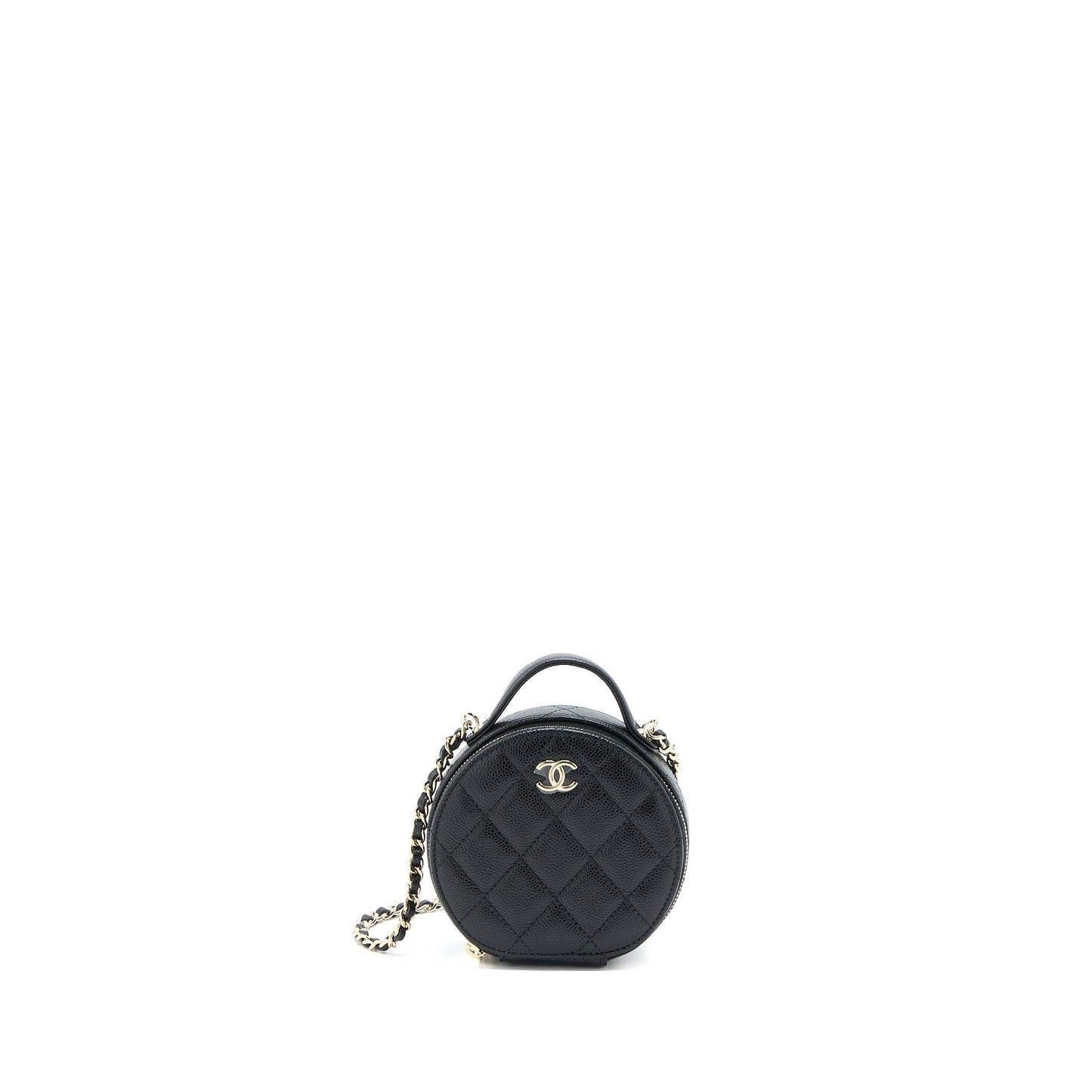 Chanel Mini Round Purse Vanity Caviar Black L