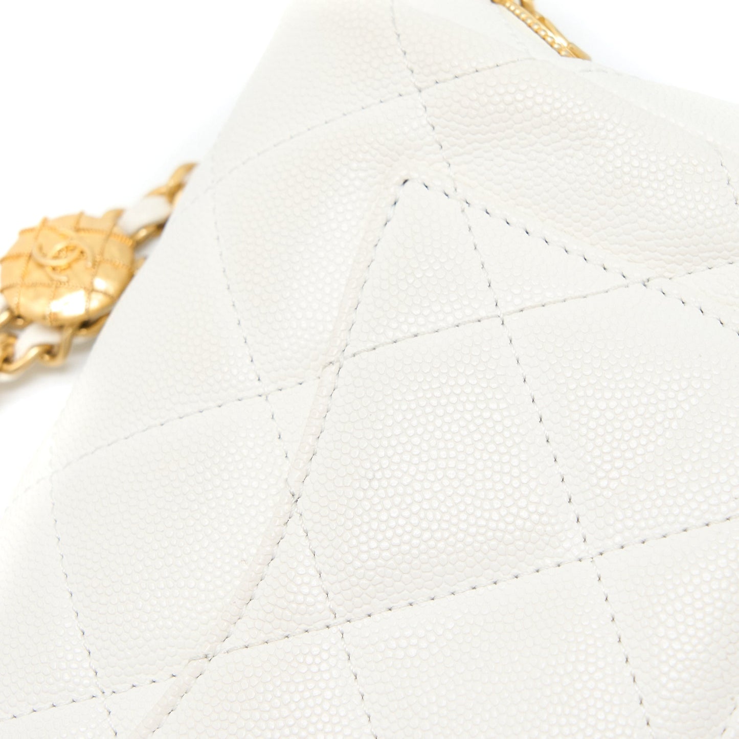 Chanel 22A Mini Square Flap Bag Caviar White Brushed  (Microchip)