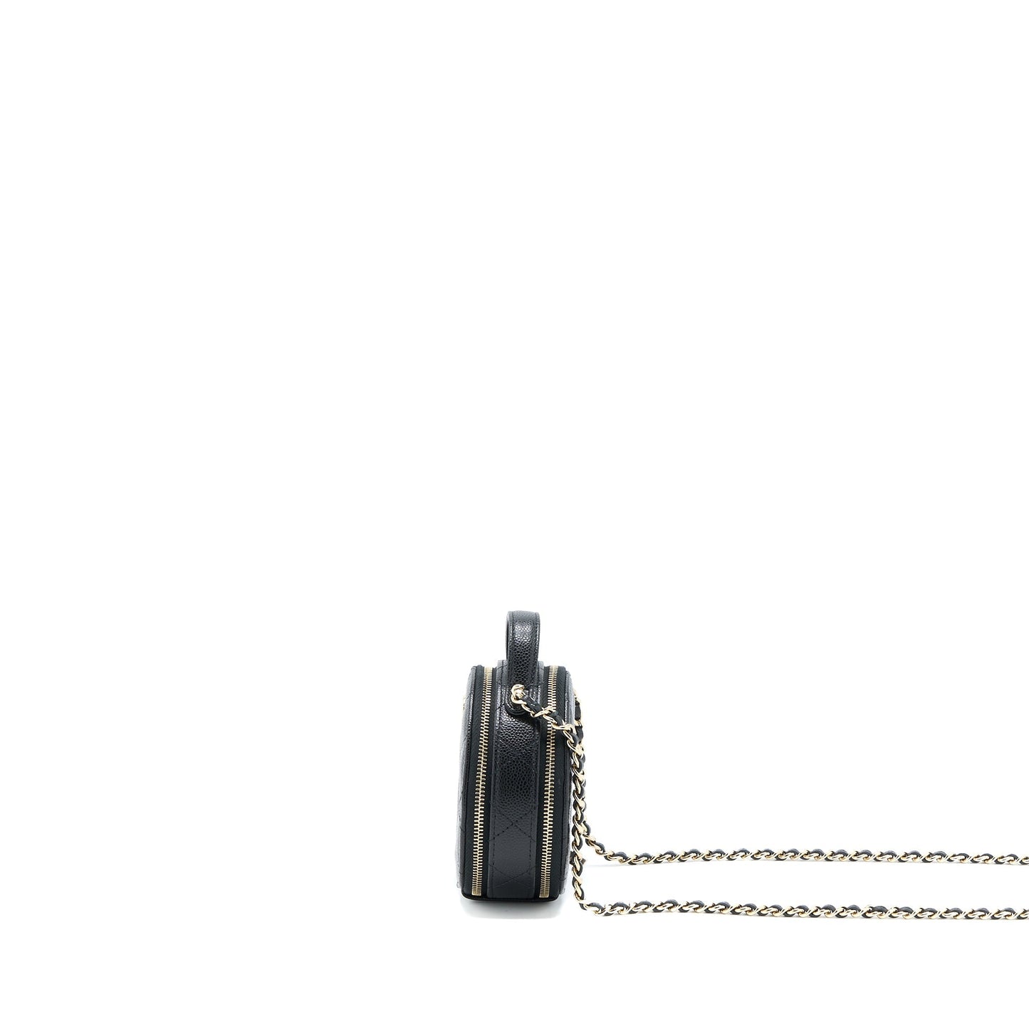 Chanel Mini Round Purse Vanity Caviar Black L