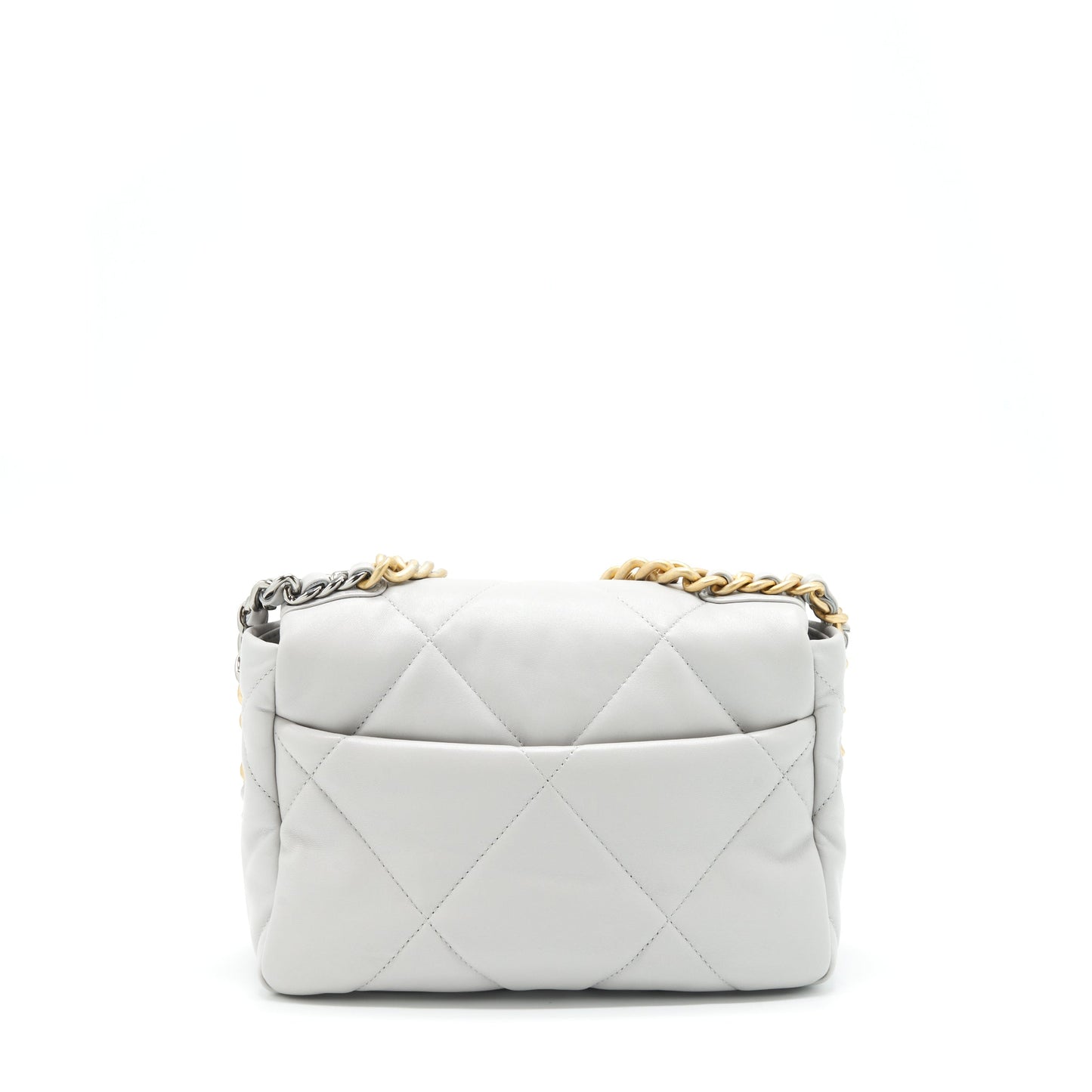 Chanel Small 19 Bag Lambskin Light Grey With Multicolour Hardware