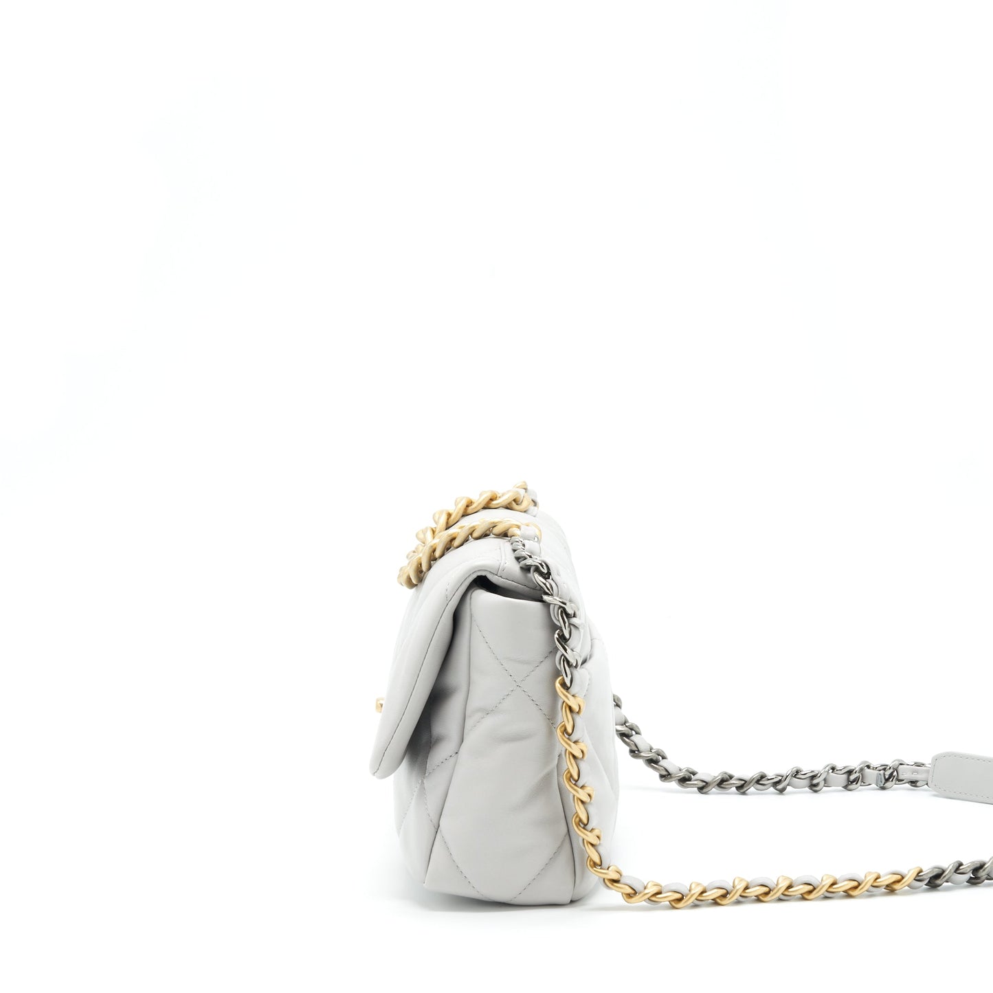 Chanel Small 19 Bag Lambskin Light Grey With Multicolour Hardware