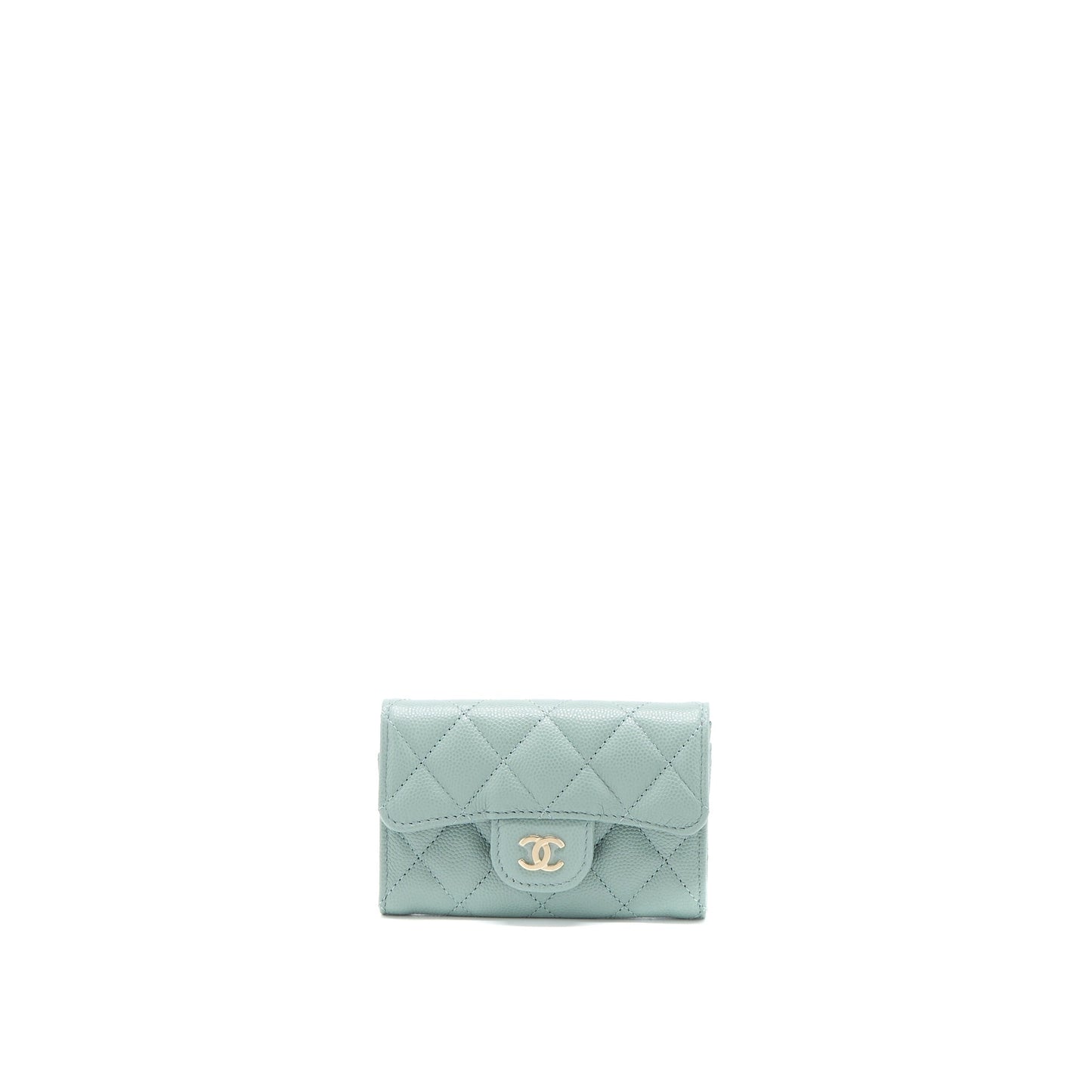 Chanel 23C Classic Flap Card Holder Caviar Light Grey L