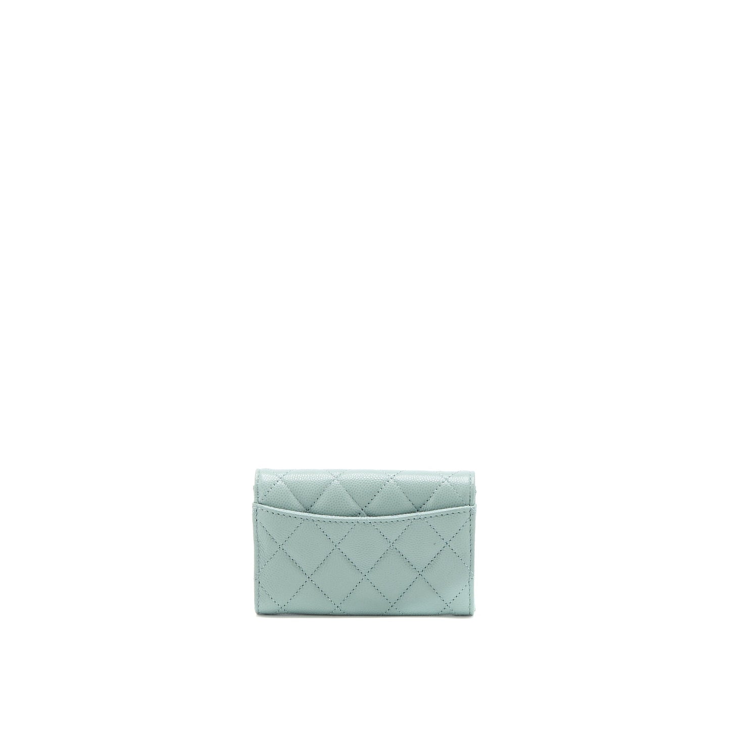 Chanel 23C Classic Flap Card Holder Caviar Light Grey L