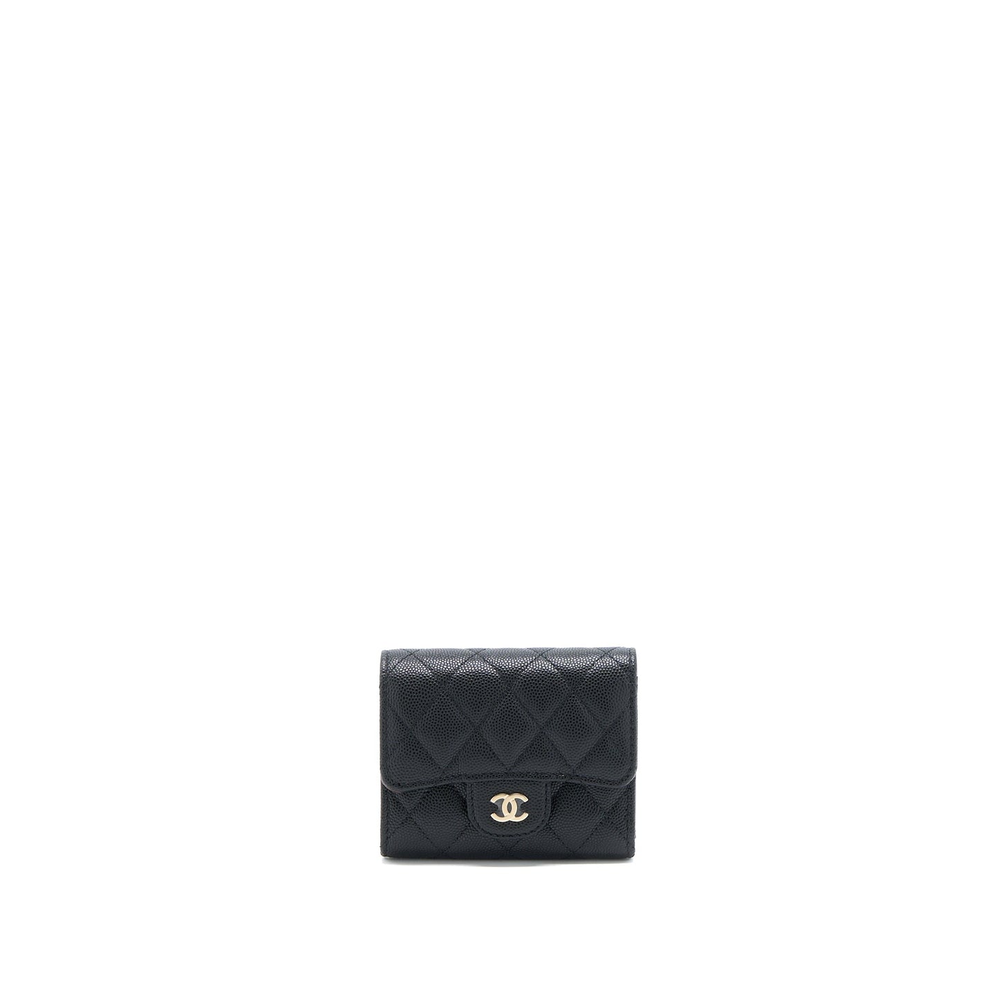 Chanel Classic Flap Compact Wallet Caviar Black L