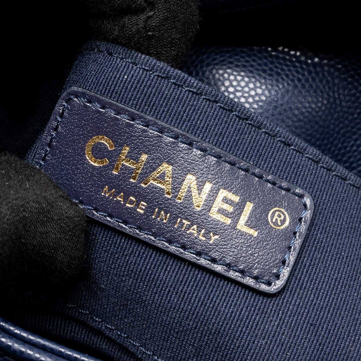 Chanel 22A Button On Chain Mini Square Flap Bag Caviar Navy  (Microchip)