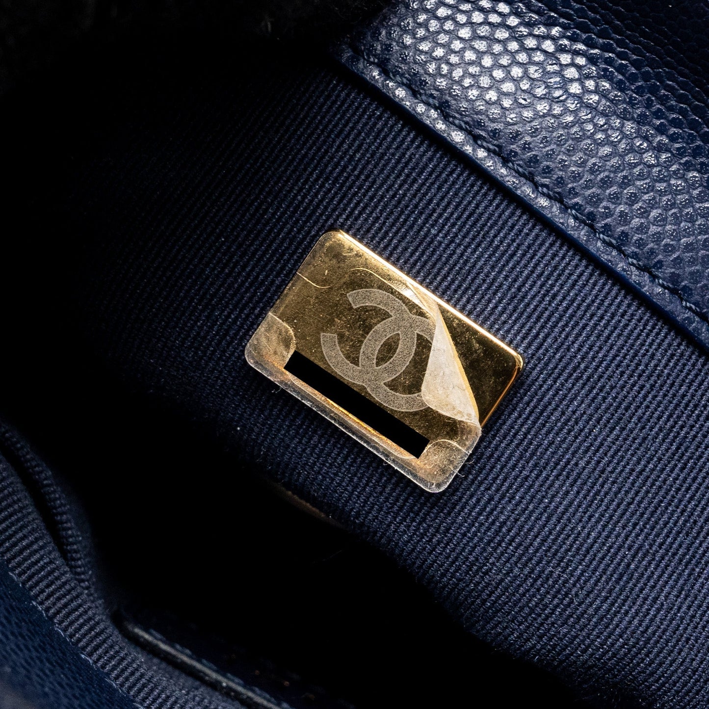 Chanel 22A Button On Chain Mini Square Flap Bag Caviar Navy  (Microchip)