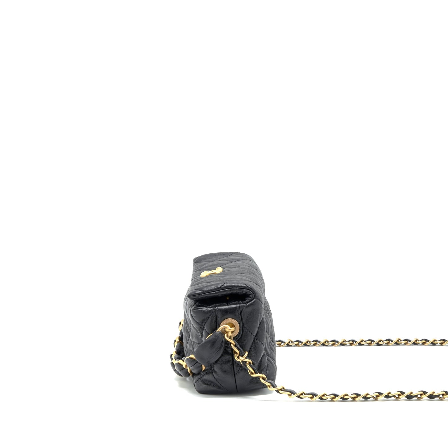 Chanel Small CC Wrapped Strap Bag Lambskin Black In Crumpled