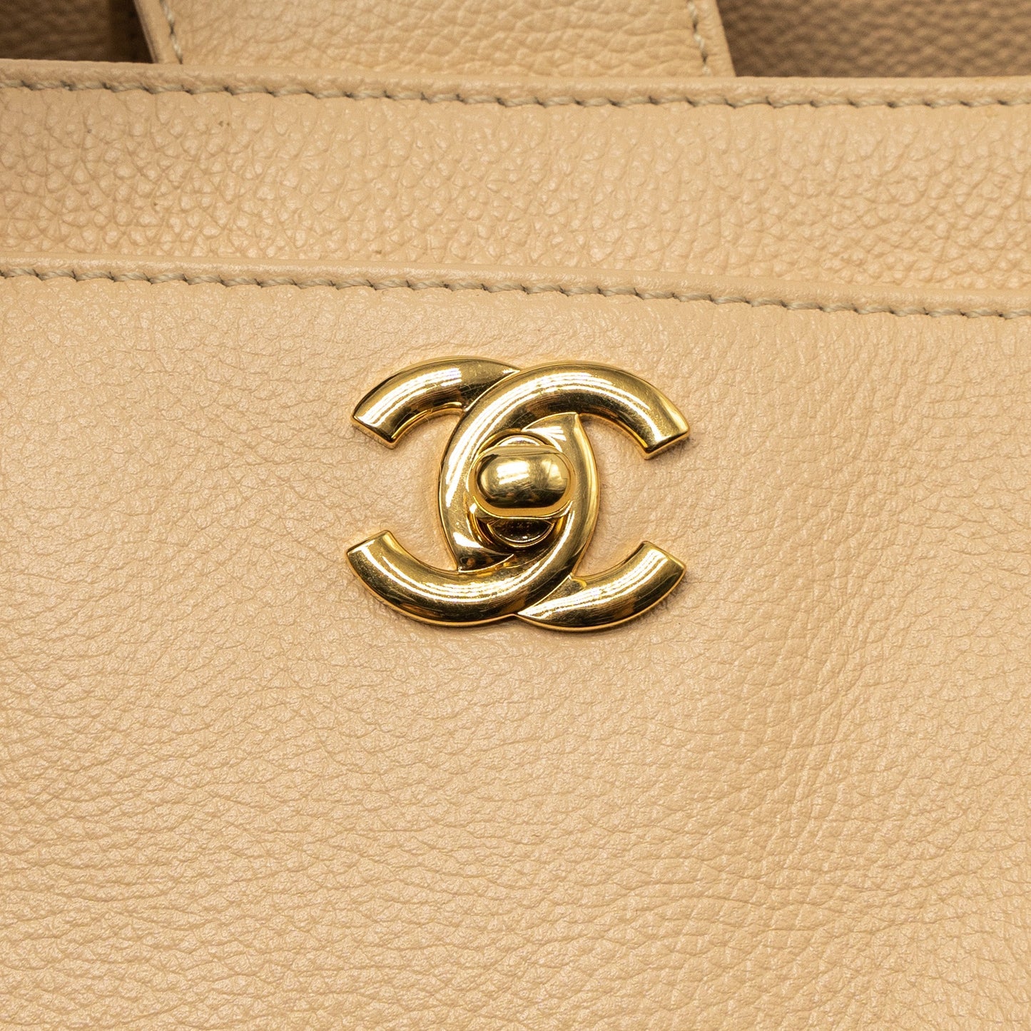 Chanel Cerf Tote Bag Grained Calfskin Beige