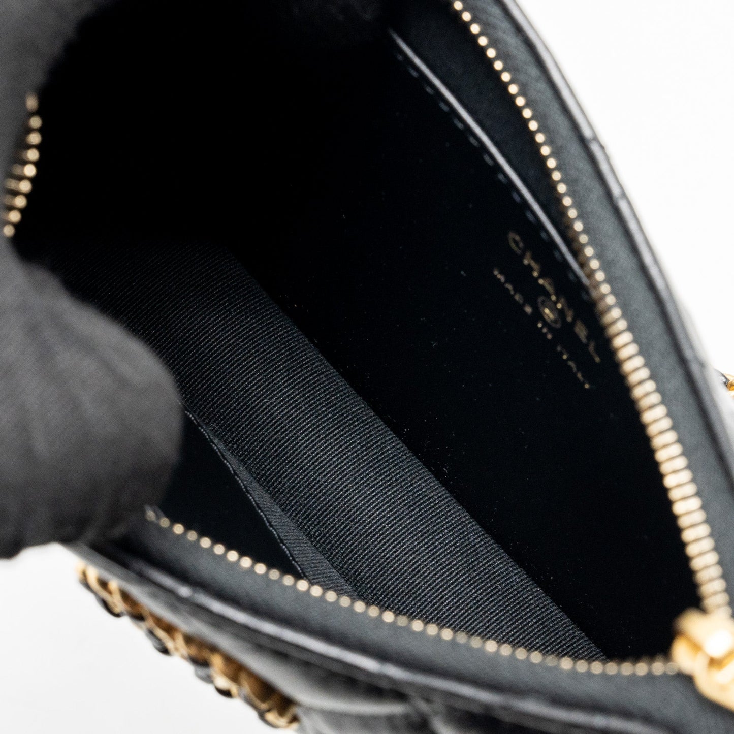 Chanel 23k Small Hobo Shoulder Bag Calfskin Black  (microchip)