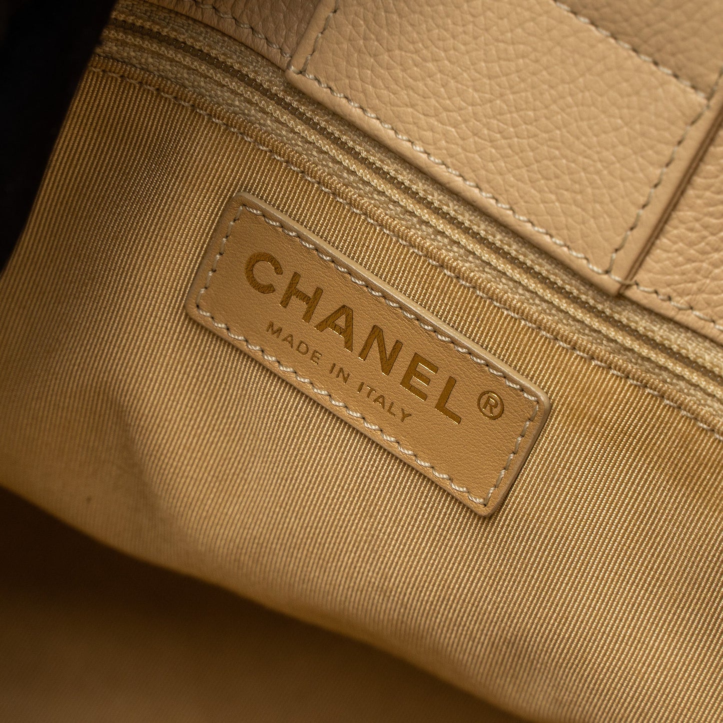 Chanel Cerf Tote Bag Grained Calfskin Beige