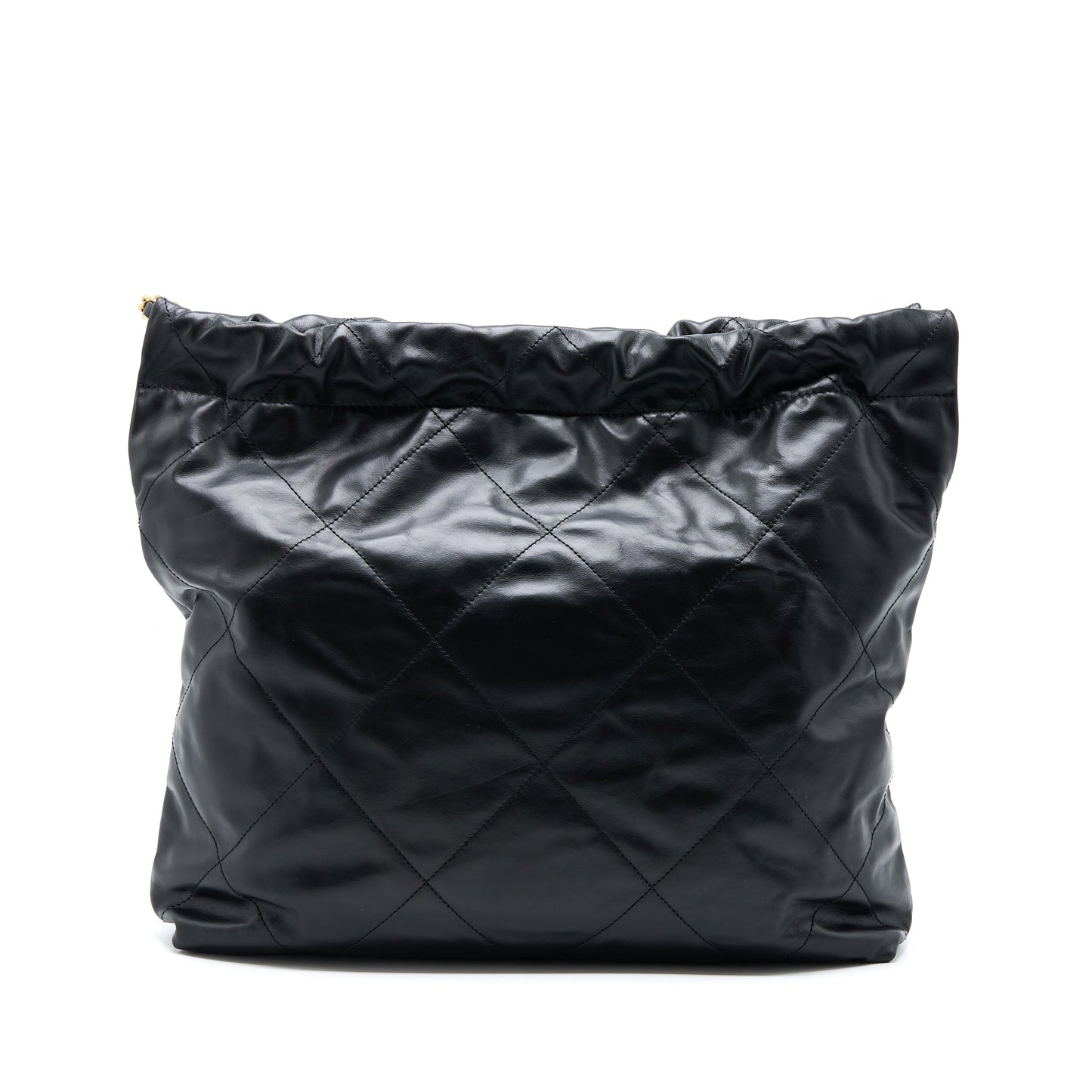 Chanel Medium 22 Bag White Letter Shiny Calfskin Black  (Microchip)