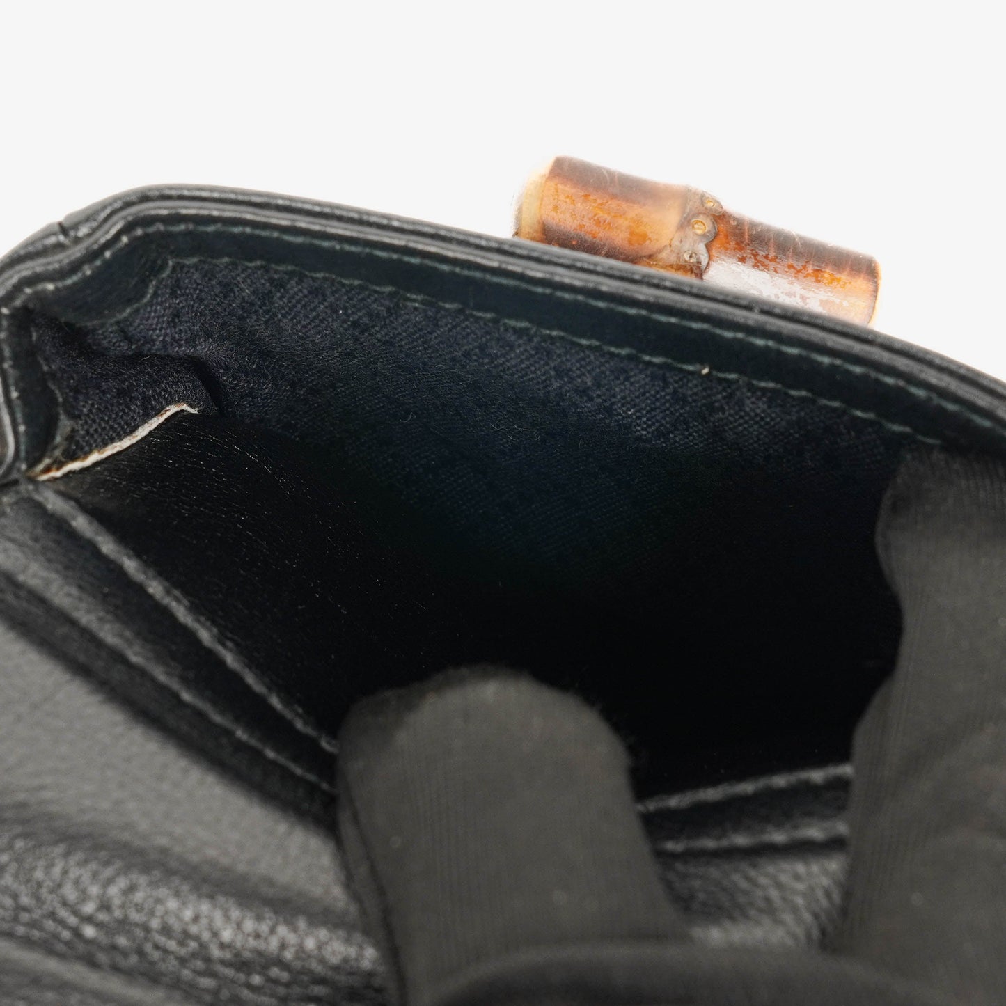 Gucci Vintage Black Leather Bamboo Backpack