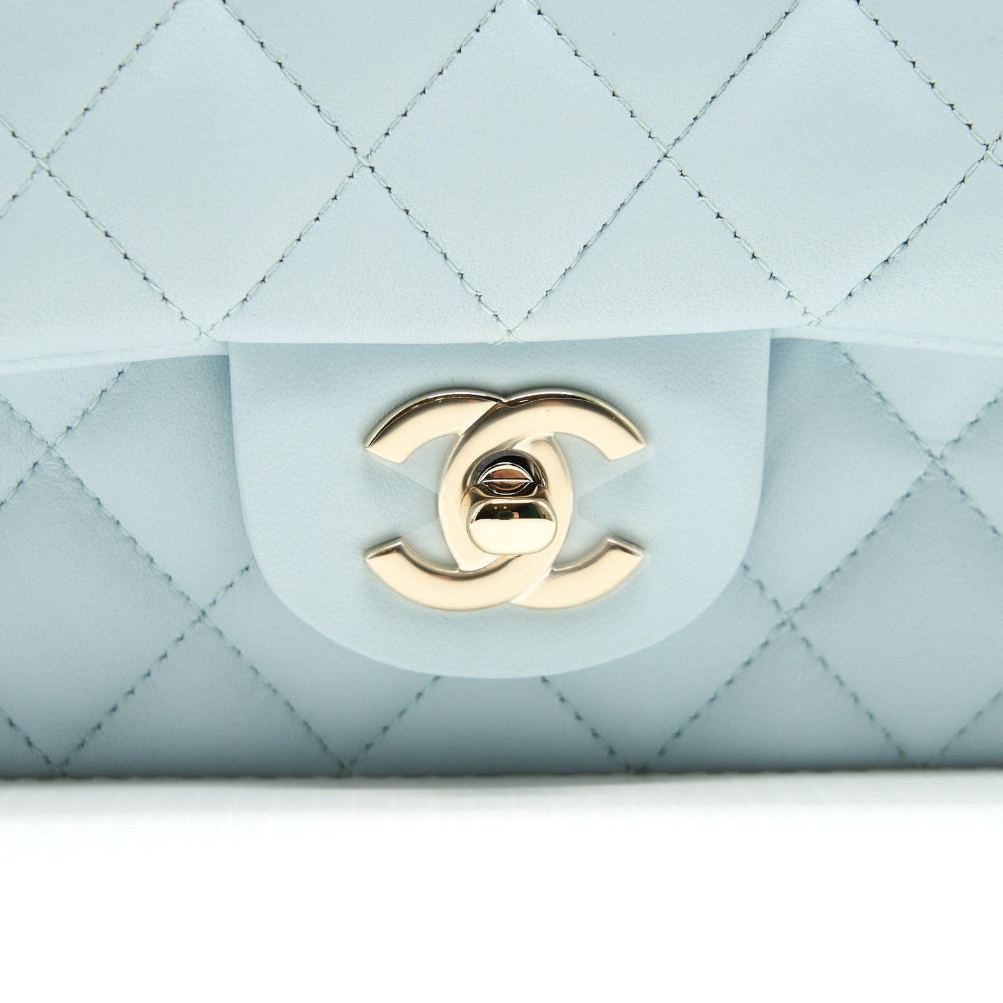 Chanel 21K Mini Top Handle Rectangular Flap Bag Pastel Blue L