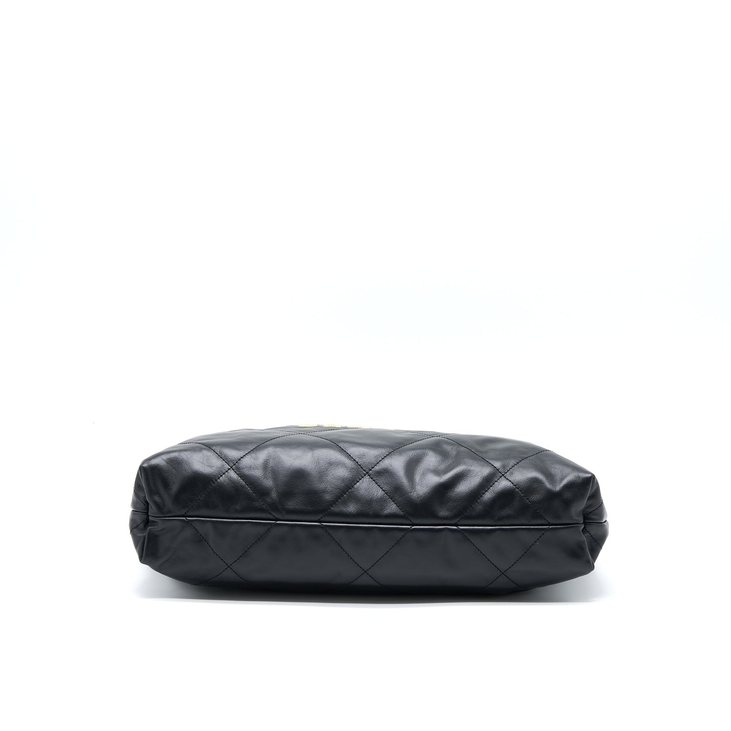 Chanel Medium 22 Bag White Letter Shiny Calfskin Black  (Microchip)