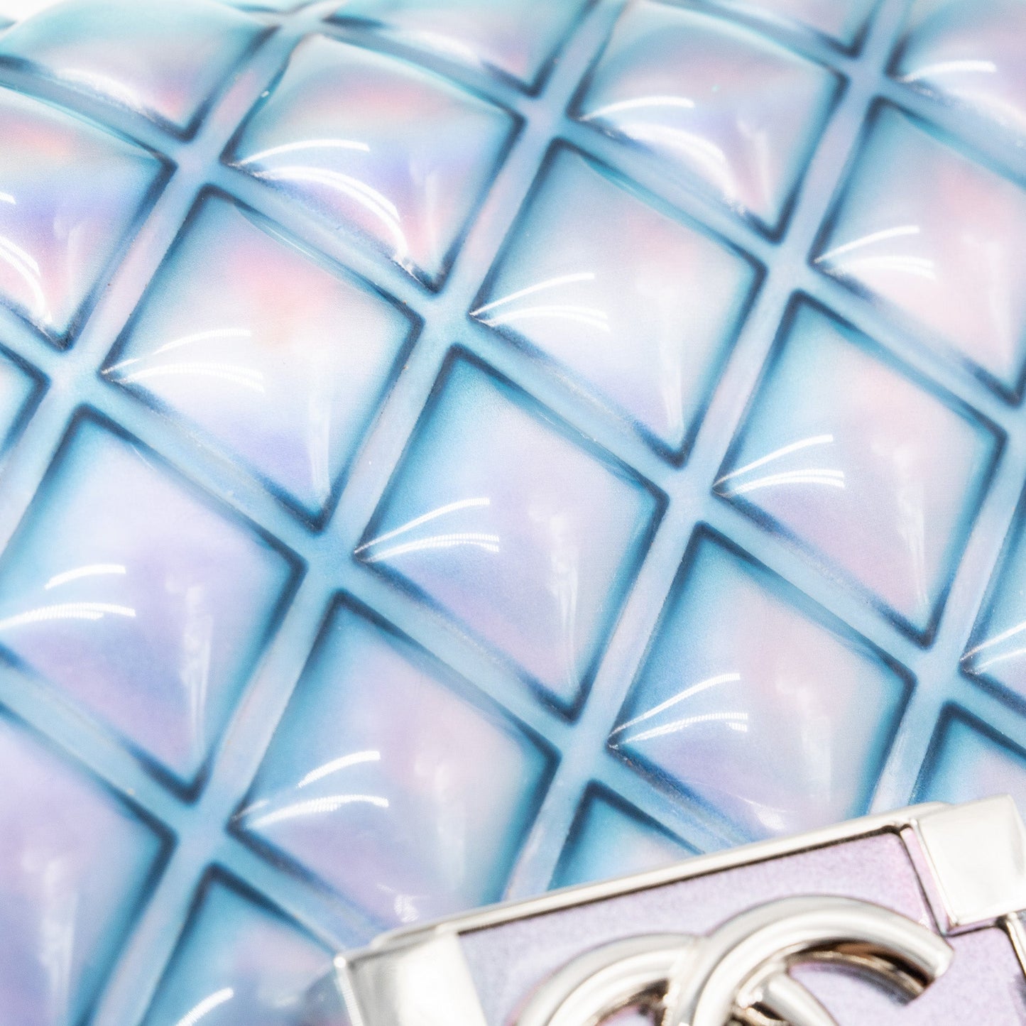 Chanel 18S small boy bag limited PVC / Patent calfskin leather iridescent light purple