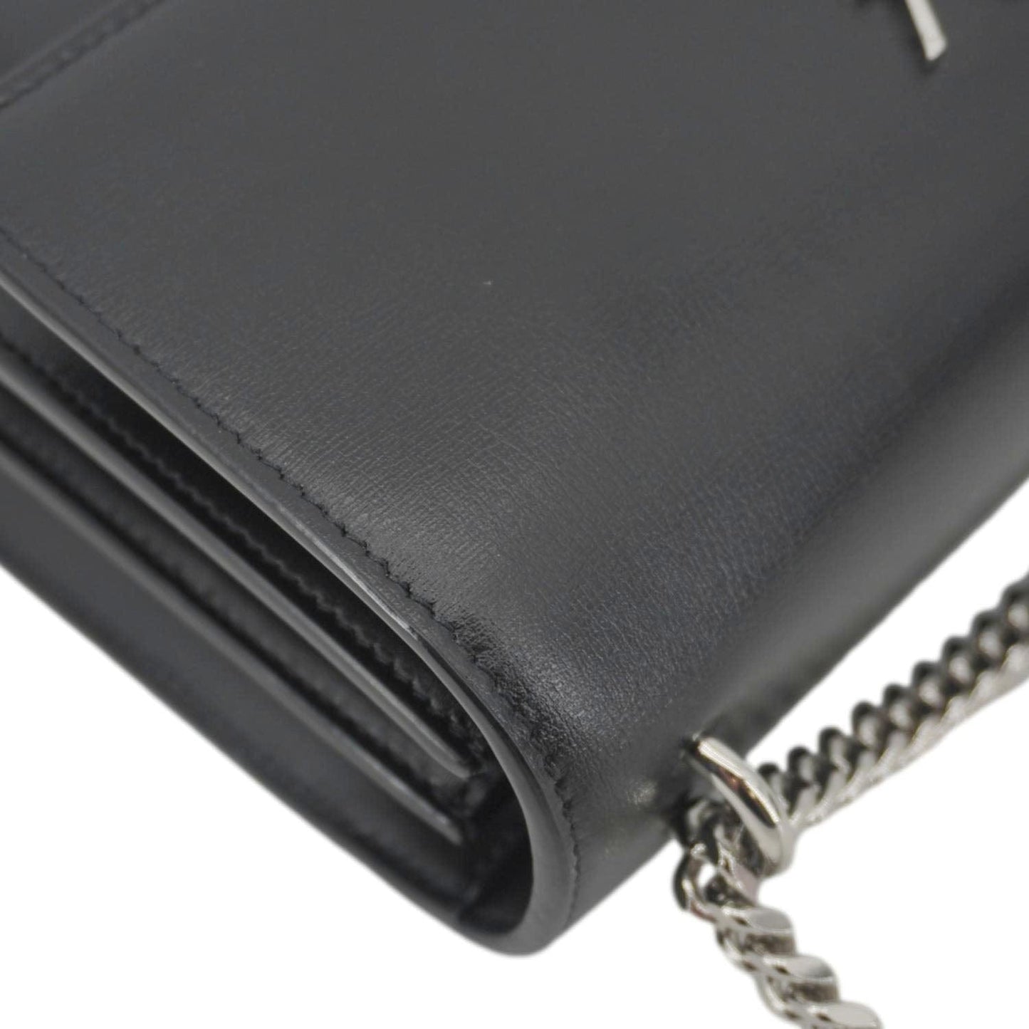 YVES SAINT LAURENT Sunset Monogram Leather Shoulder Bag Black