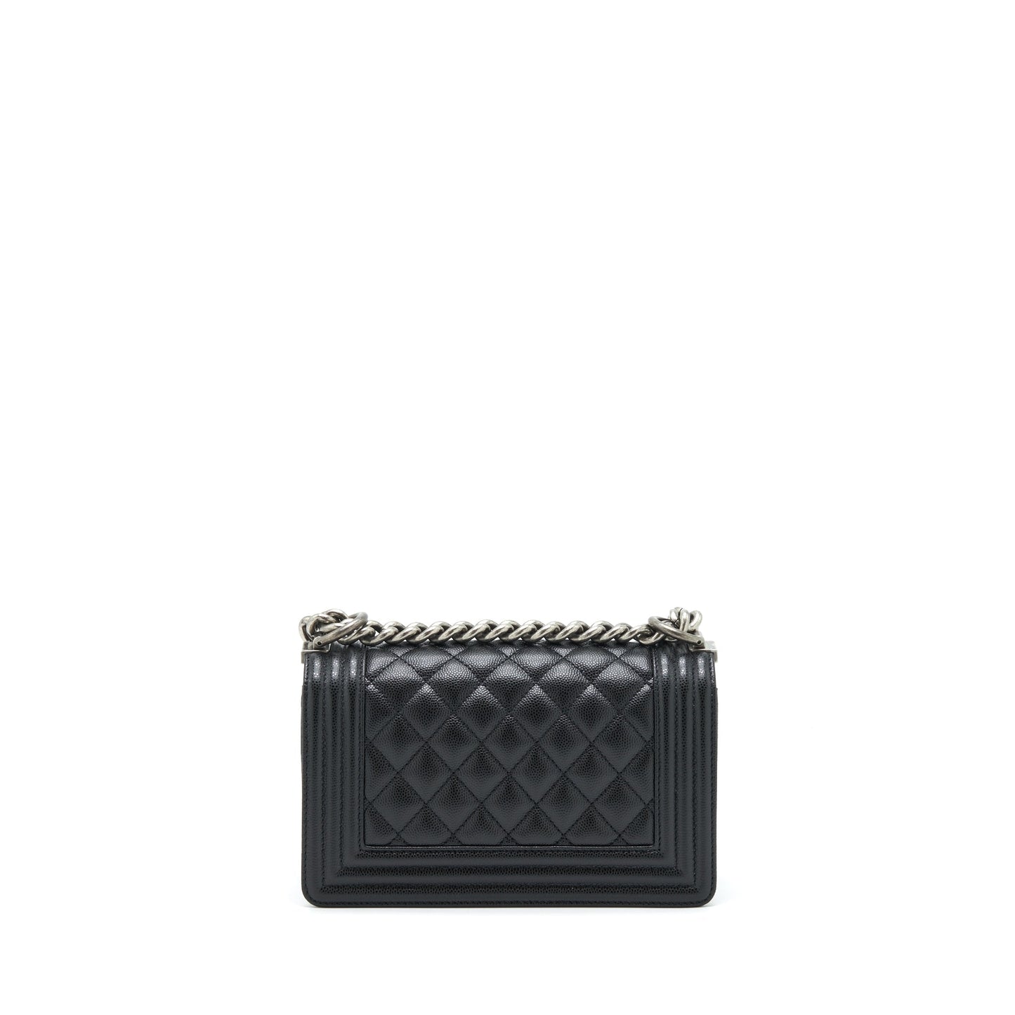 Chanel Small Boy Bag Caviar Black Ruthenium Sliver Hardware (Microchip?