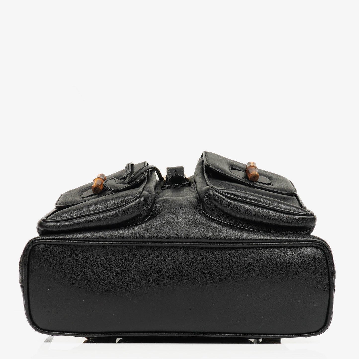 Gucci Vintage Black Leather Bamboo Backpack