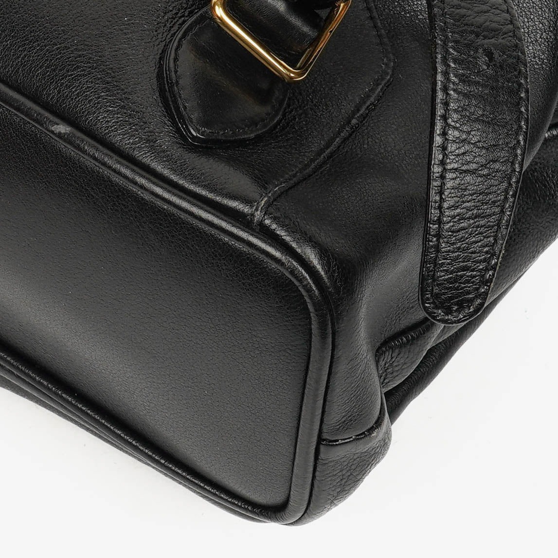 Gucci Vintage Black Leather Bamboo Backpack
