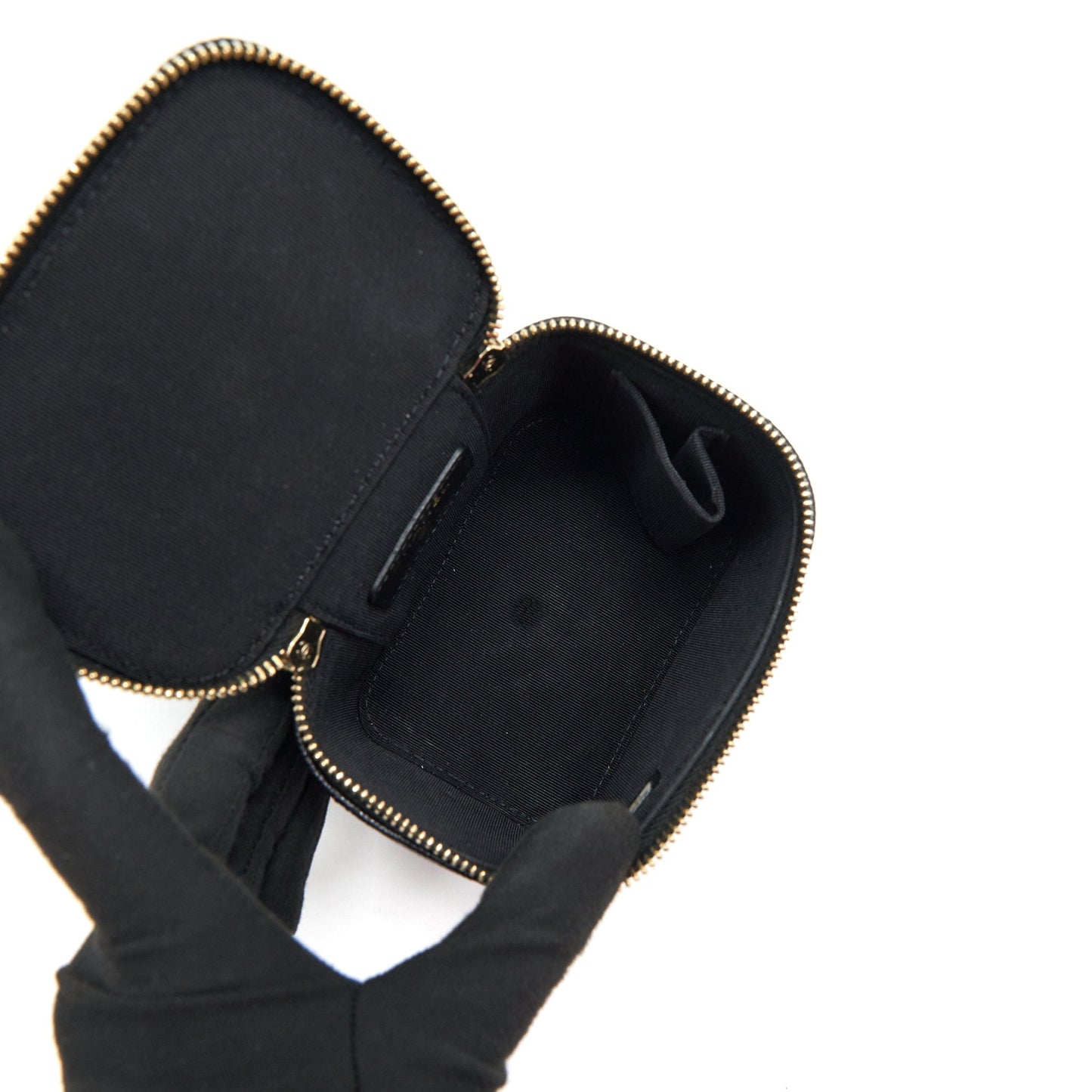 Chanel small Vanity Clutch with Chain with CC Pearl Caviar Black L