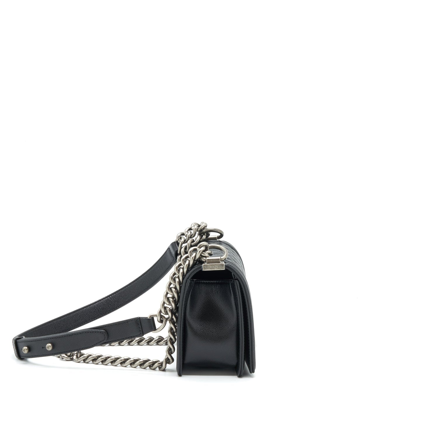 Chanel Small Boy Bag Caviar Black Ruthenium Sliver Hardware (Microchip?