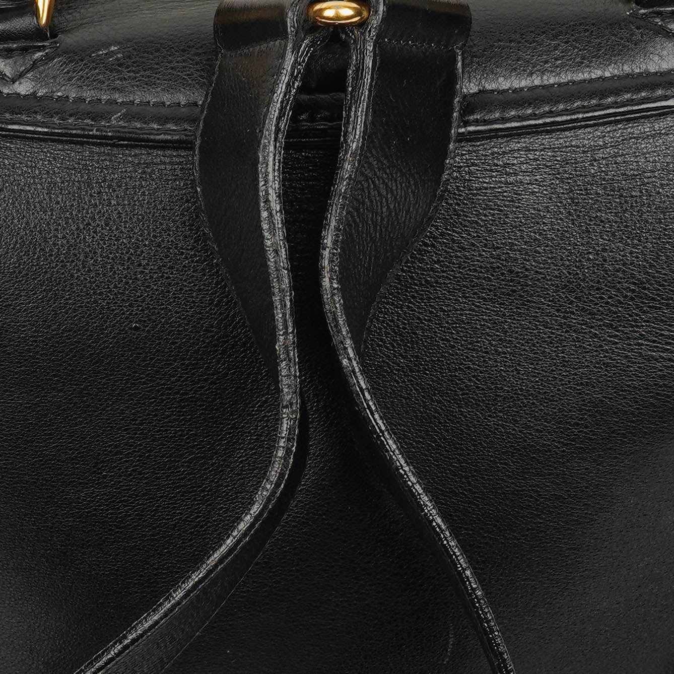 Gucci Vintage Black Leather Bamboo Backpack