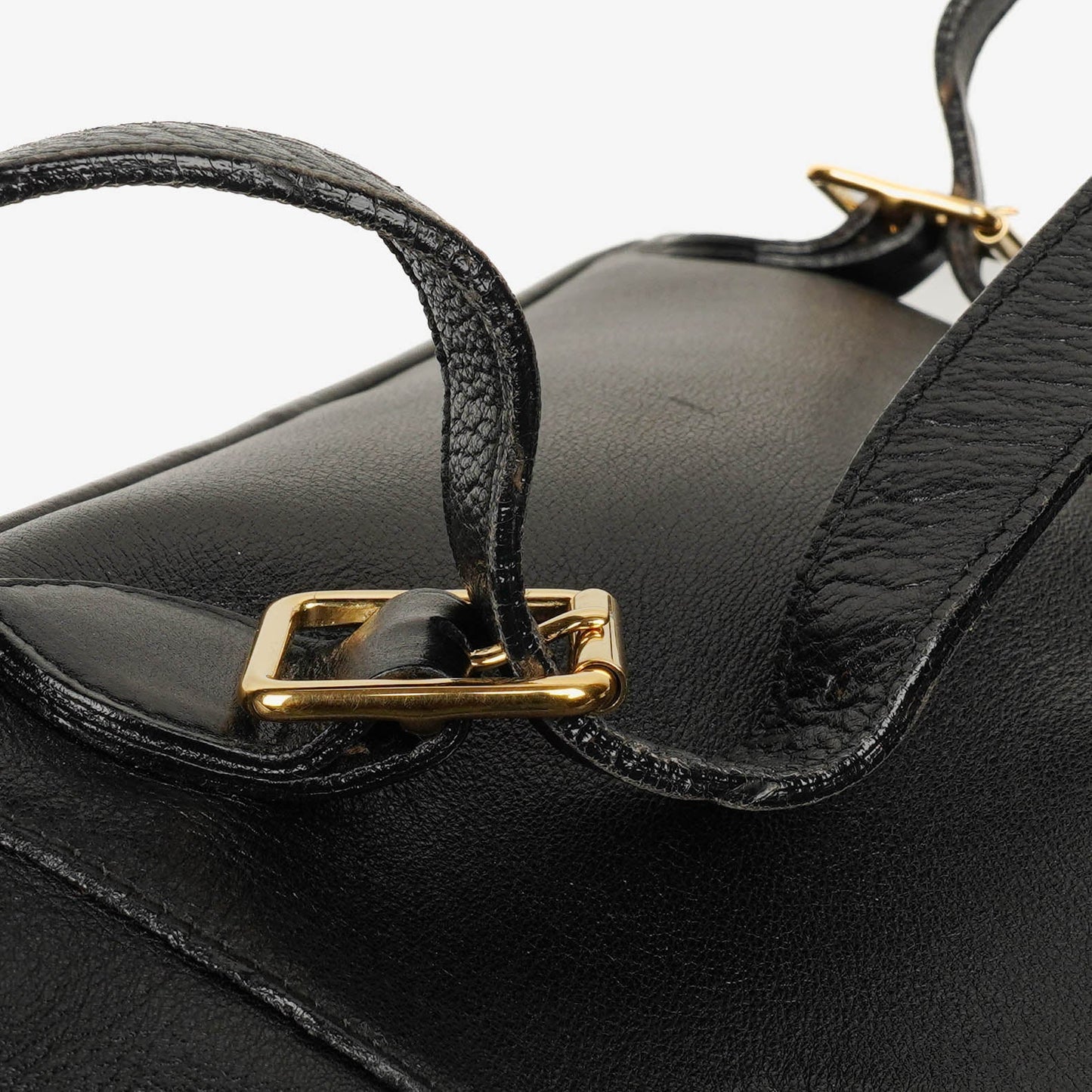 Gucci Vintage Black Leather Bamboo Backpack