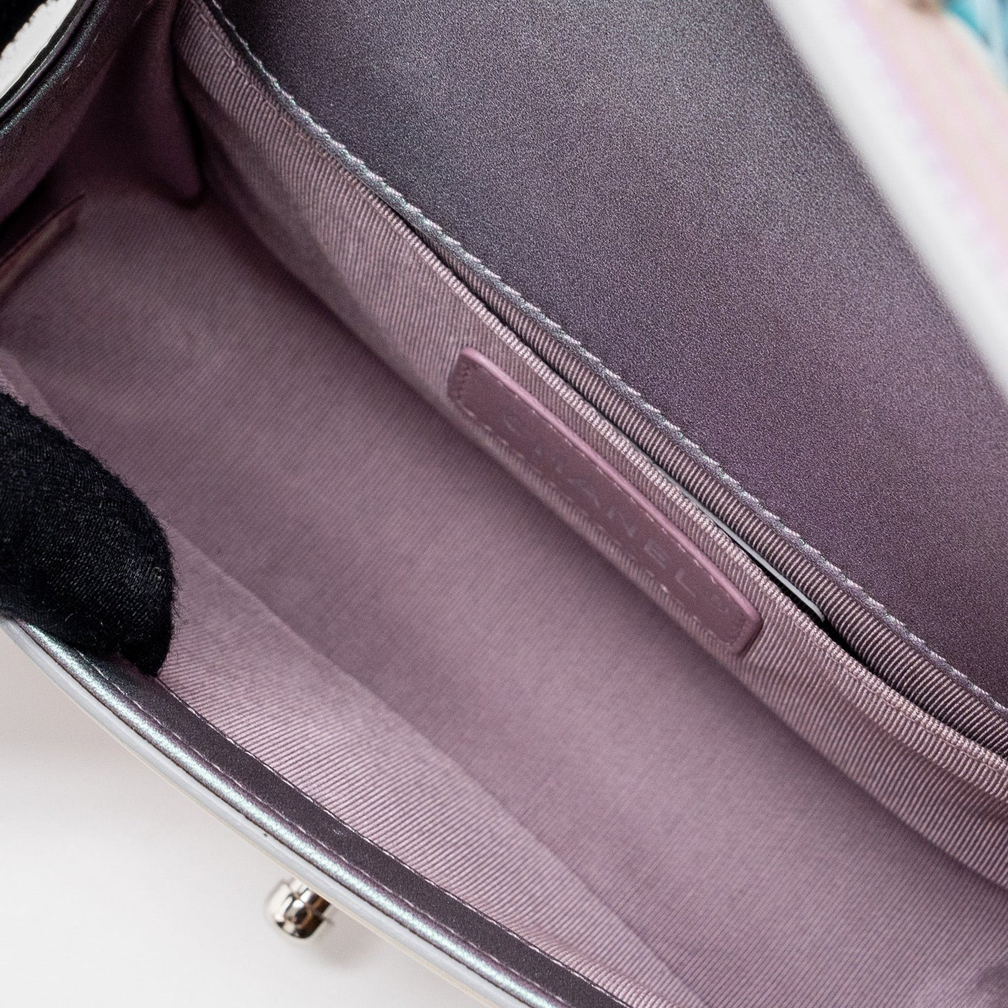 Chanel 18S small boy bag limited PVC / Patent calfskin leather iridescent light purple