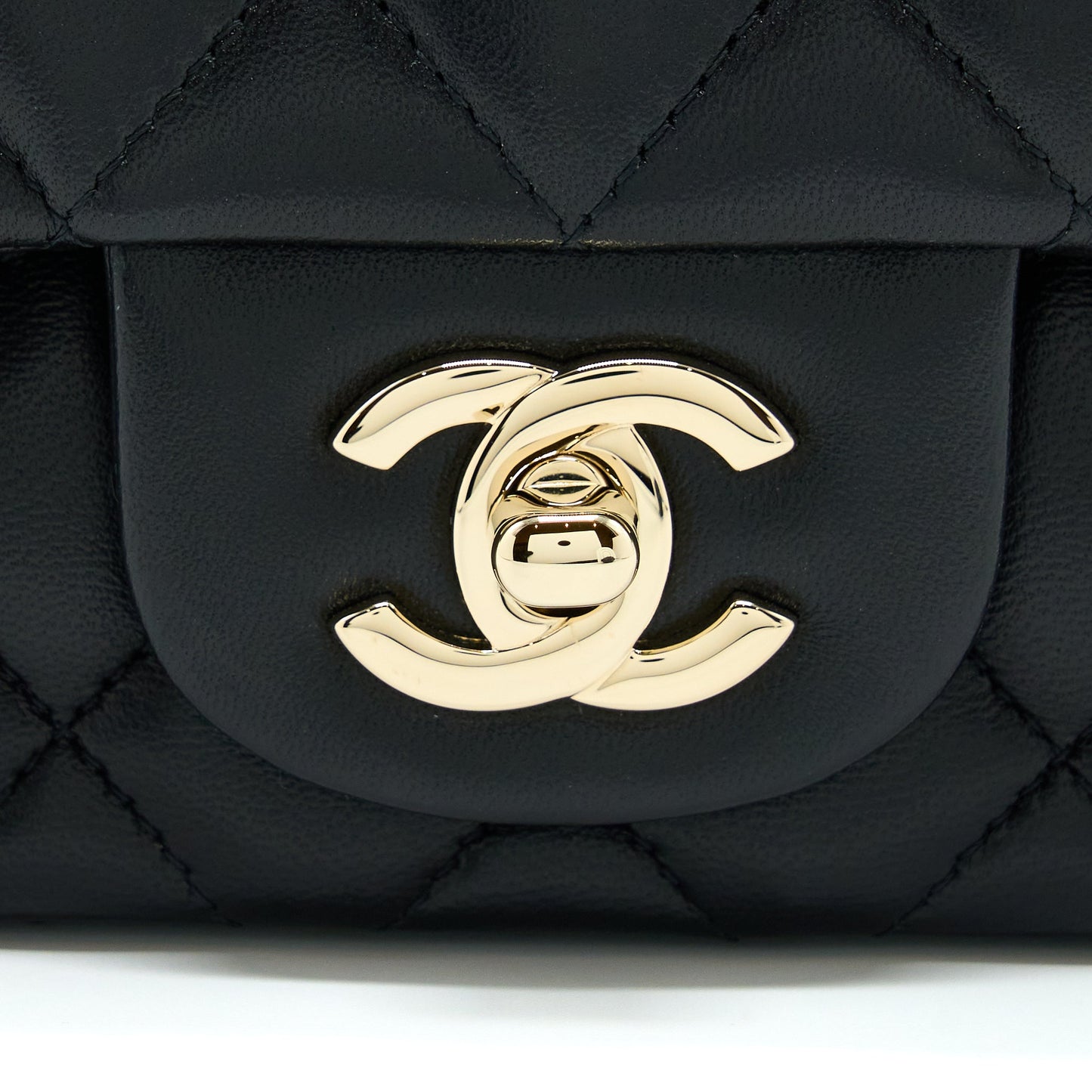 Chanel Mini Square Flap Bag Lambskin Black L