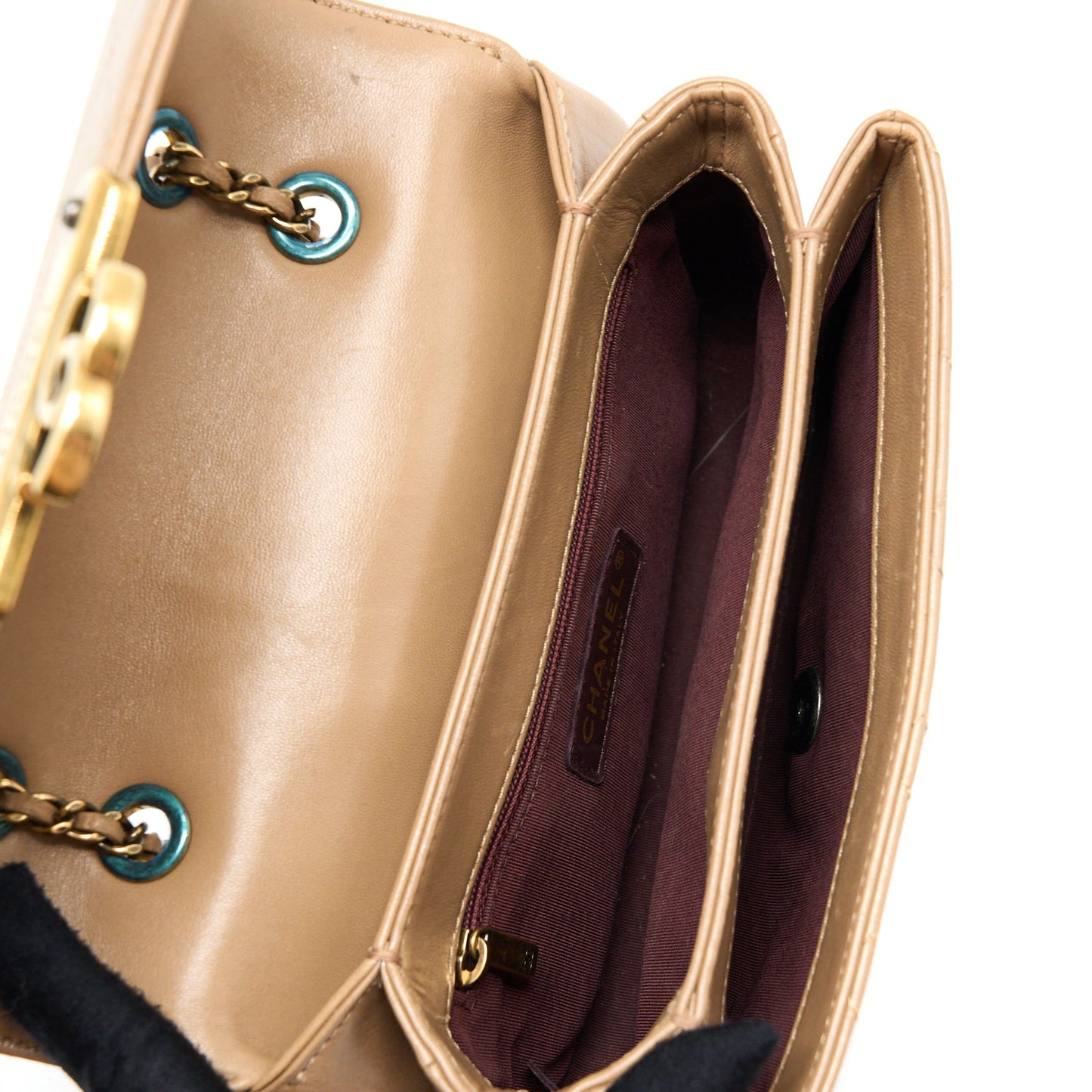 Chanel Messenger Flap Bag Lambskin Beige