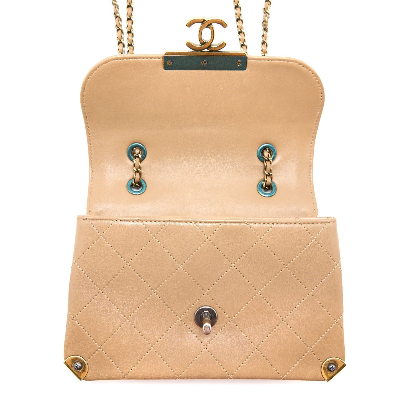 Chanel Messenger Flap Bag Lambskin Beige