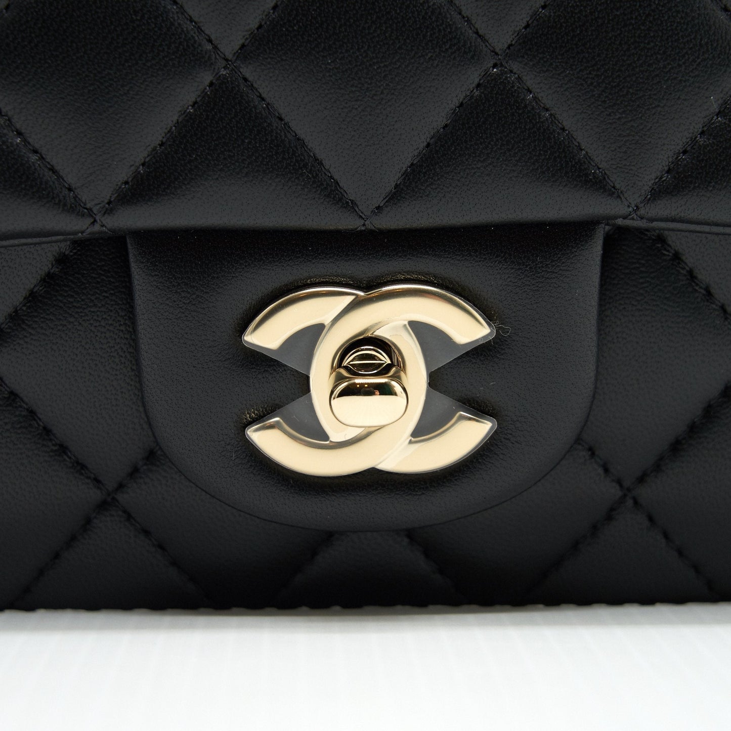 Chanel 21K Top Handle Mini Rectangular Flap Bag Black