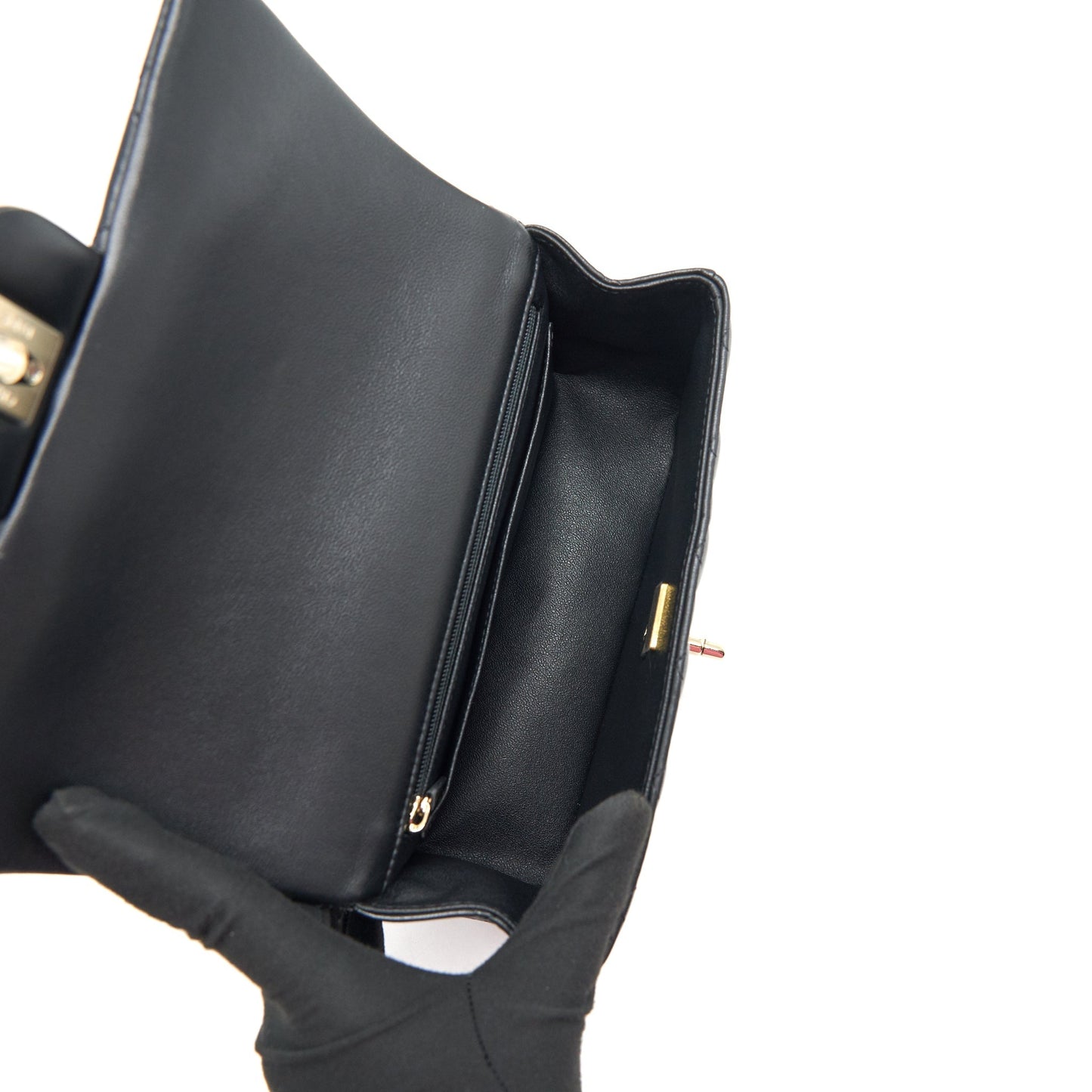 Chanel 21K top handle mini Rectangular flap Bag Black L