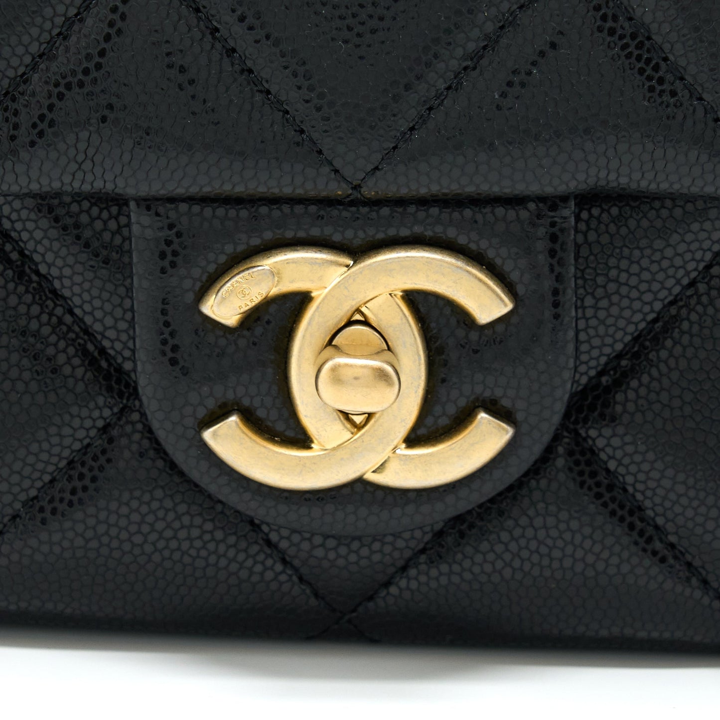 Chanel 22A Small Flap Bag Caviar Black Brushed Gold Hardware