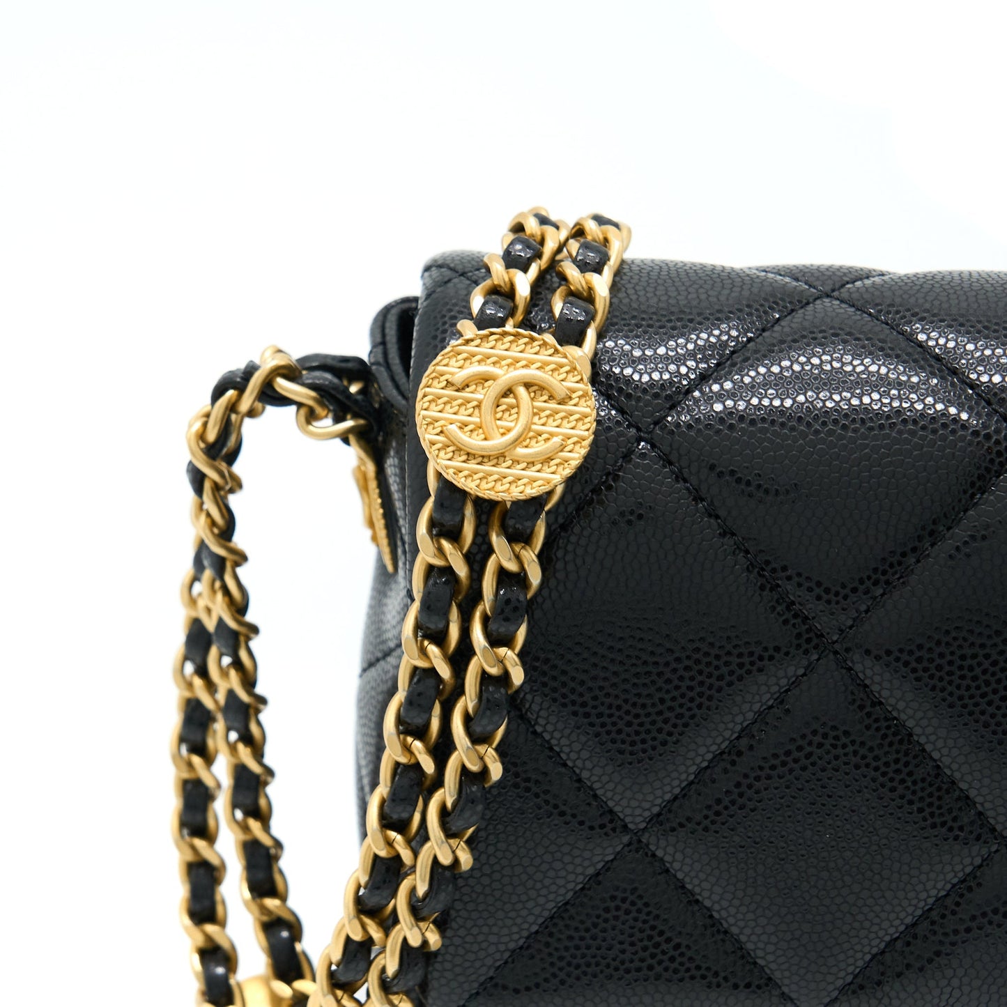 Chanel 22A Small Flap Bag Caviar Black Brushed Gold Hardware