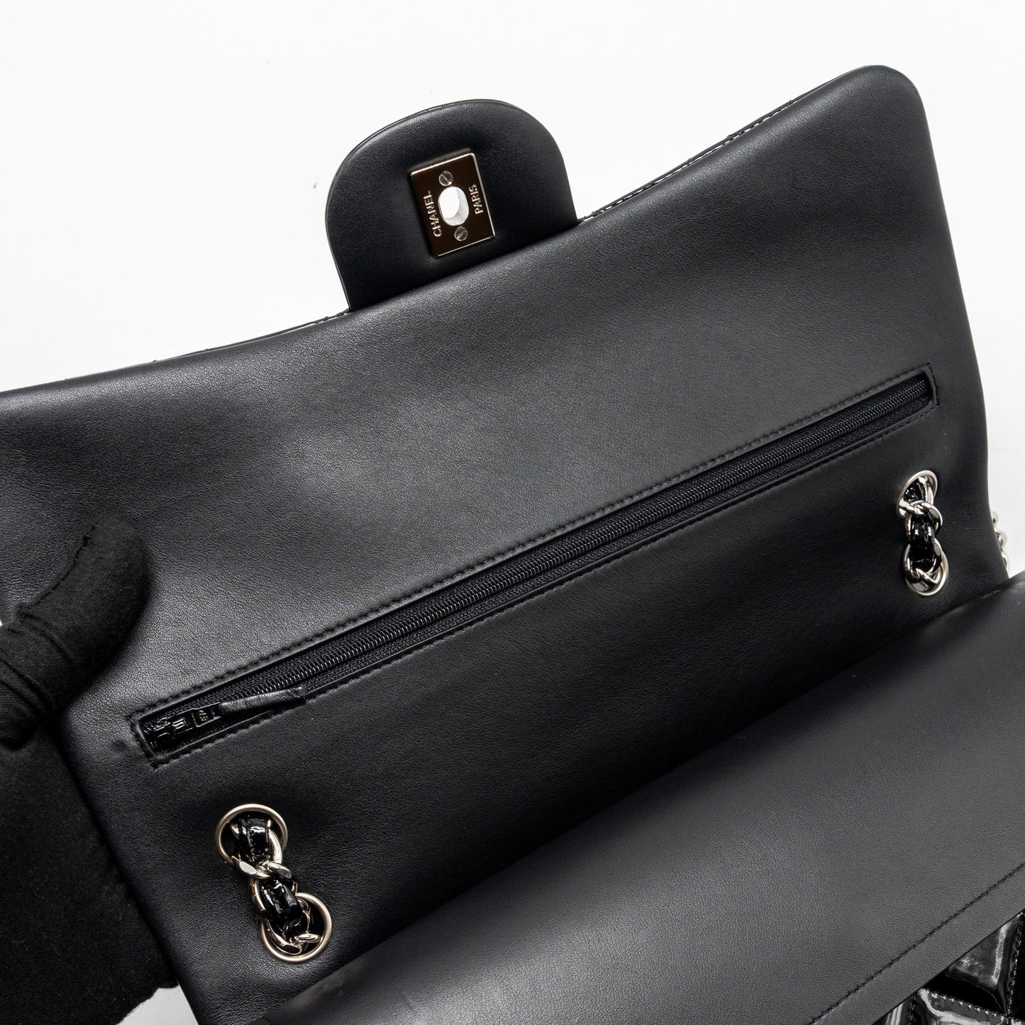 Chanel Jumbo Classic Double Flap Bag Patent Black