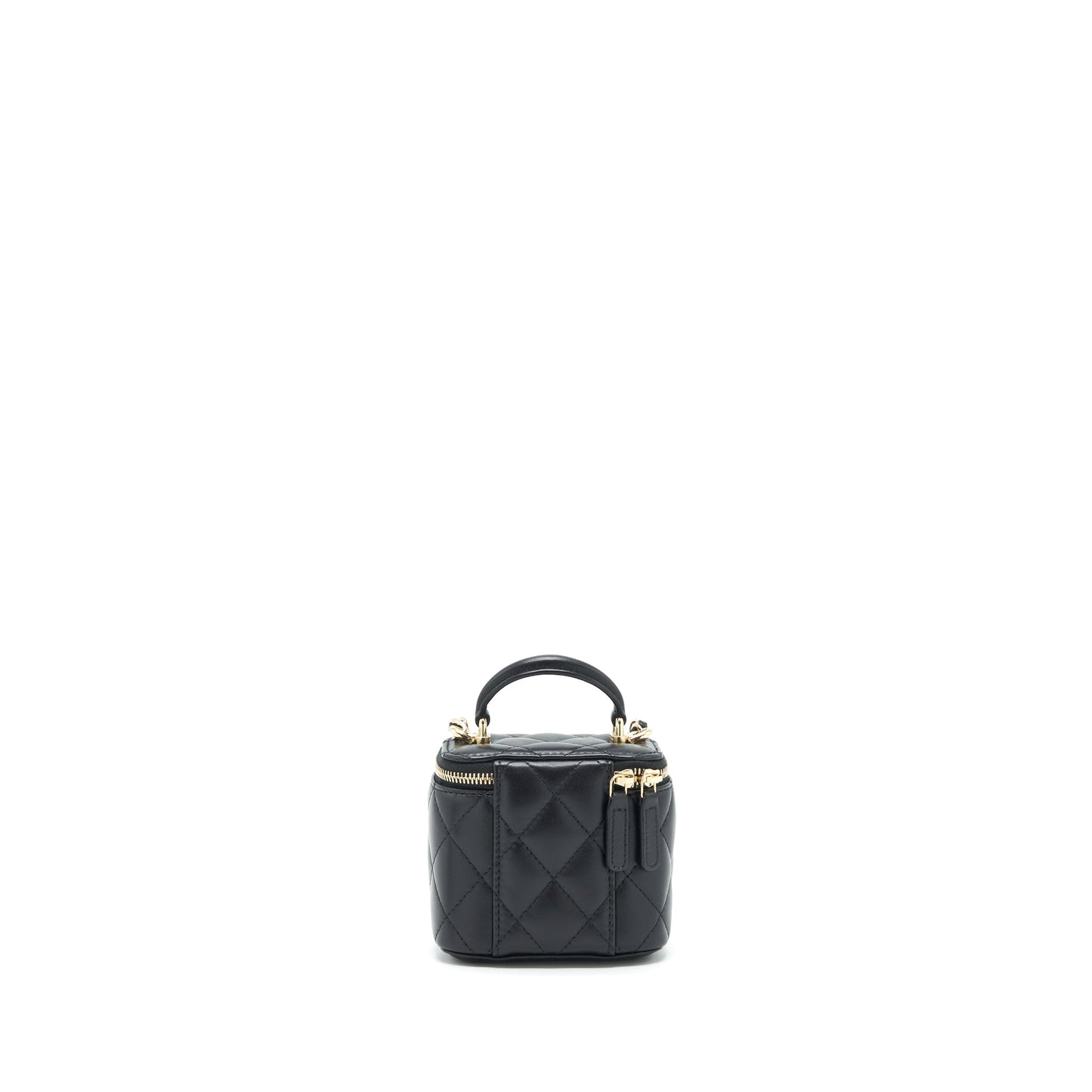 Chanel Top Handle Mini Vanity With Chain Lambskin Black L