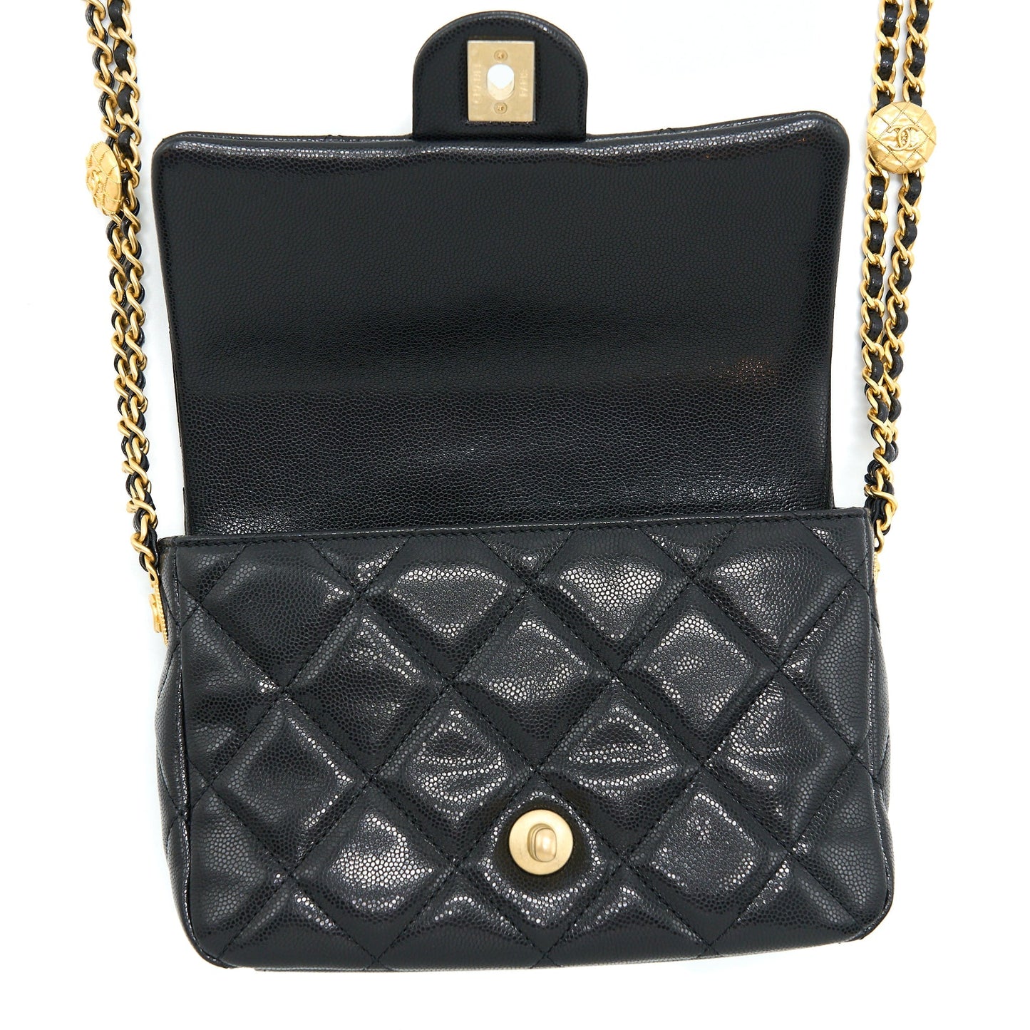 Chanel 22A Small Flap Bag Caviar Black Brushed Gold Hardware